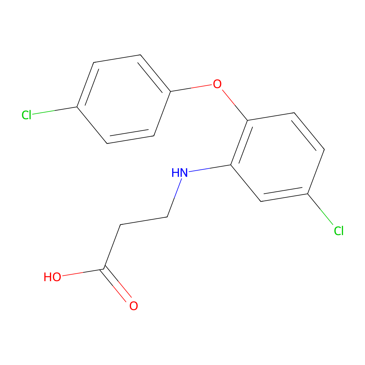 3-[5-Chloro-2-(4-chlorophenoxy)anilino]propanoic acid molecular structure, CAS 313508-89-3