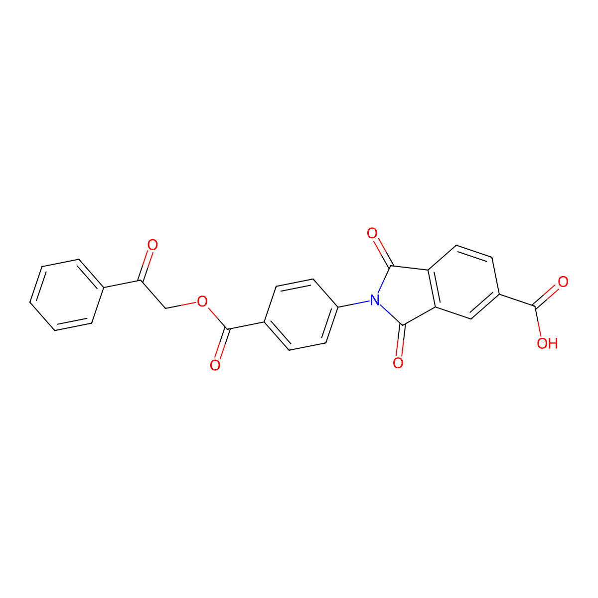 1,3-Dioxo-2-{4-[(2-oxo-2-phenylethoxy)carbonyl]phenyl}isoindoline-5-carboxylic acid molecular structure, CAS 313509-24-9