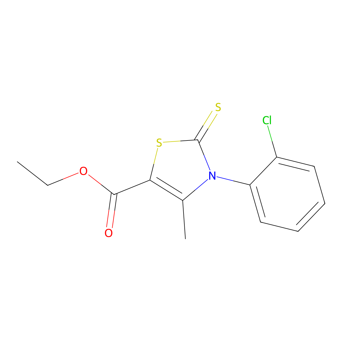 Ethyl 3-(2-chlorophenyl)-4-methyl-2-sulfanylidene-1,3-thiazole-5-carboxylate molecular structure, CAS 313514-00-0
