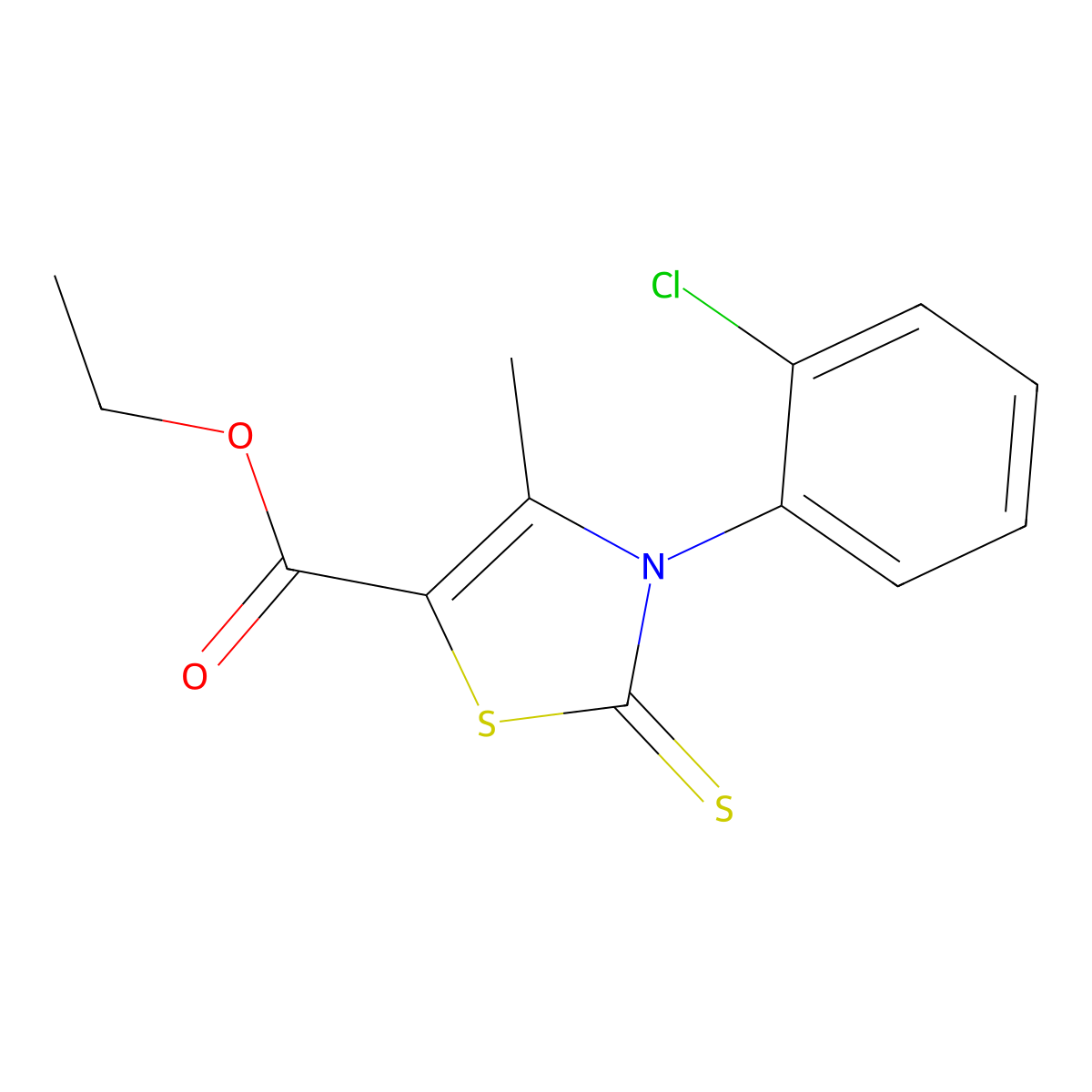 Ethyl 3-(2-chlorophenyl)-4-methyl-2-sulfanylidene-1,3-thiazole-5-carboxylate molecular structure, CAS 313514-00-0