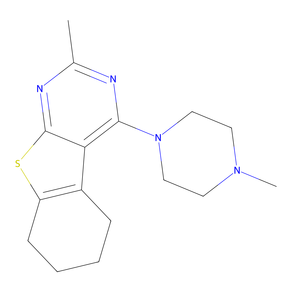 2-Methyl-4-(4-methylpiperazin-1-yl)-5,6,7,8-tetrahydro-[1]benzothiolo[2,3-d]pyrimidine molecular structure, CAS 313515-54-7