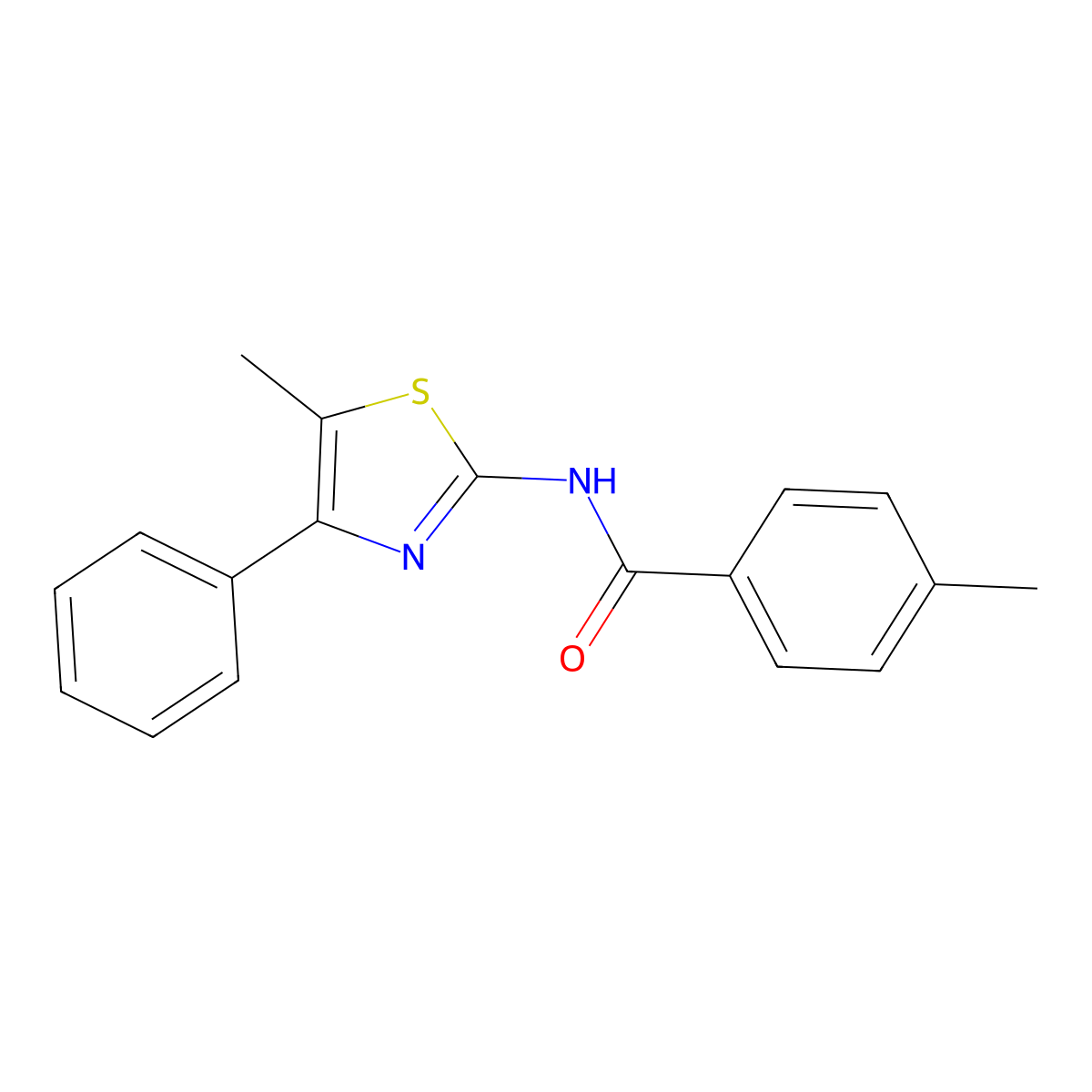 4-methyl-N-(5-methyl-4-phenyl-1,3-thiazol-2-yl)benzamide molecular structure, CAS 313515-61-6