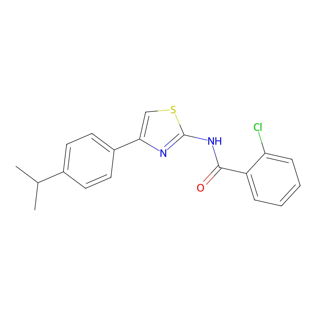 2-chloro-N-(4-(4-isopropylphenyl)thiazol-2-yl)benzamide molecular structure, CAS 313515-67-2