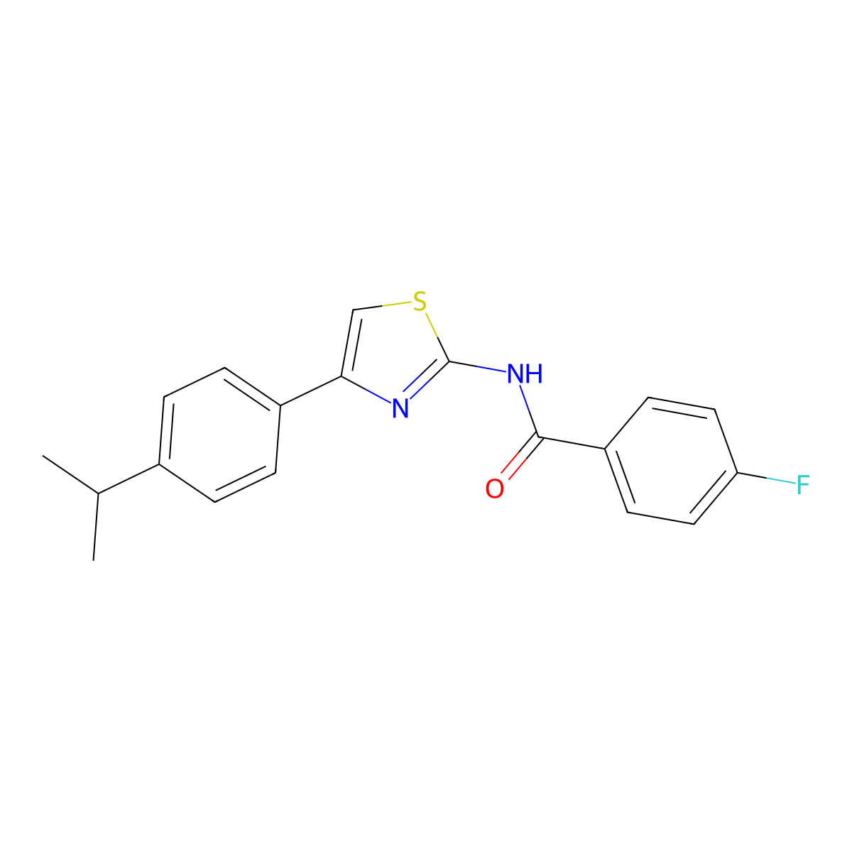 4-fluoro-N-(4-(4-isopropylphenyl)thiazol-2-yl)benzamide molecular structure, CAS 313515-68-3