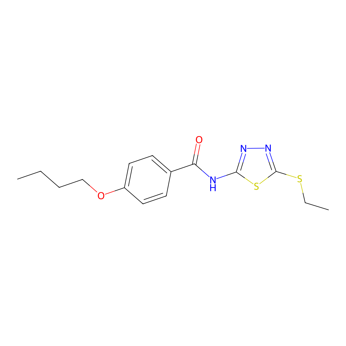 4-Butoxy-N-[5-(ethylsulfanyl)-1,3,4-thiadiazol-2-YL]benzamide molecular structure, CAS 313516-23-3