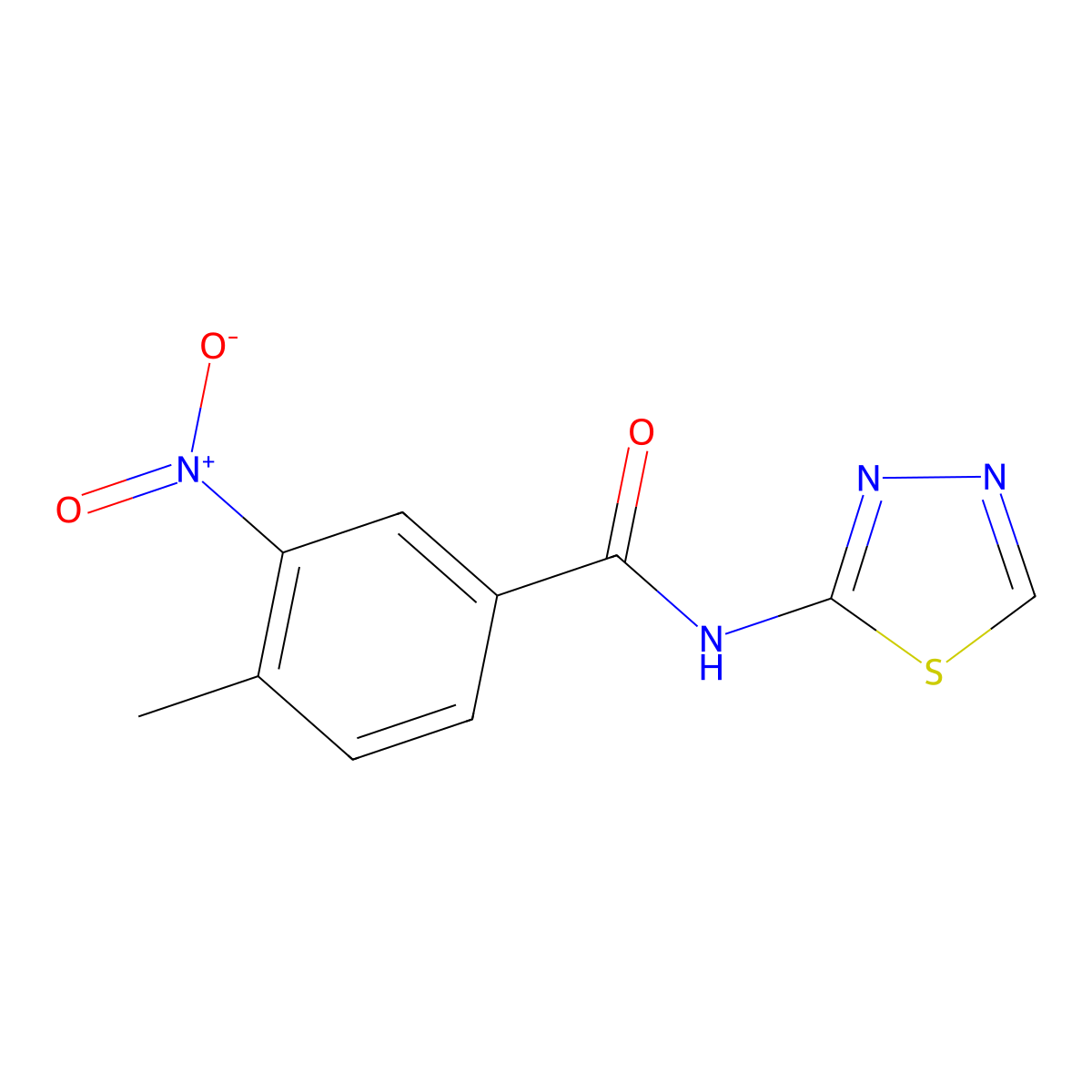 4-methyl-3-nitro-N-(1,3,4-thiadiazol-2-yl)benzamide molecular structure, CAS 313516-48-2