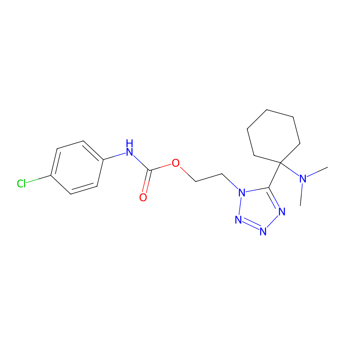 2-(5-(1-(Dimethylamino)cyclohexyl)-1H-tetrazol-1-yl)ethyl (4-chlorophenyl)carbamate molecular structure, CAS 313516-72-2