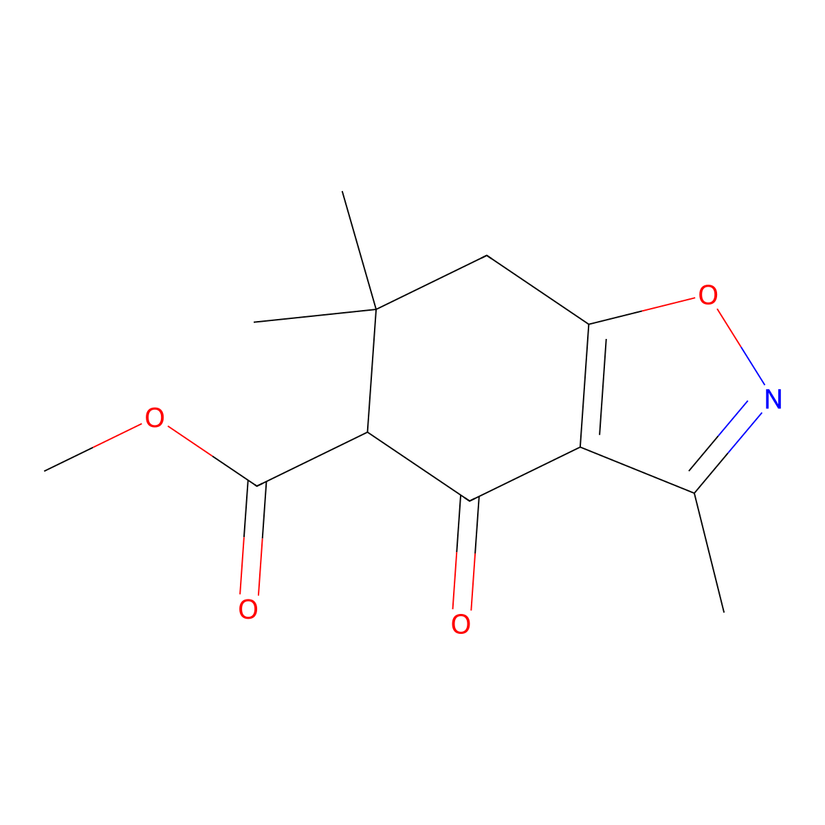 Methyl 3,6,6-trimethyl-4-oxo-4,5,6,7-tetrahydrobenzo[d]isoxazole-5-carboxylate molecular structure, CAS 313517-27-0