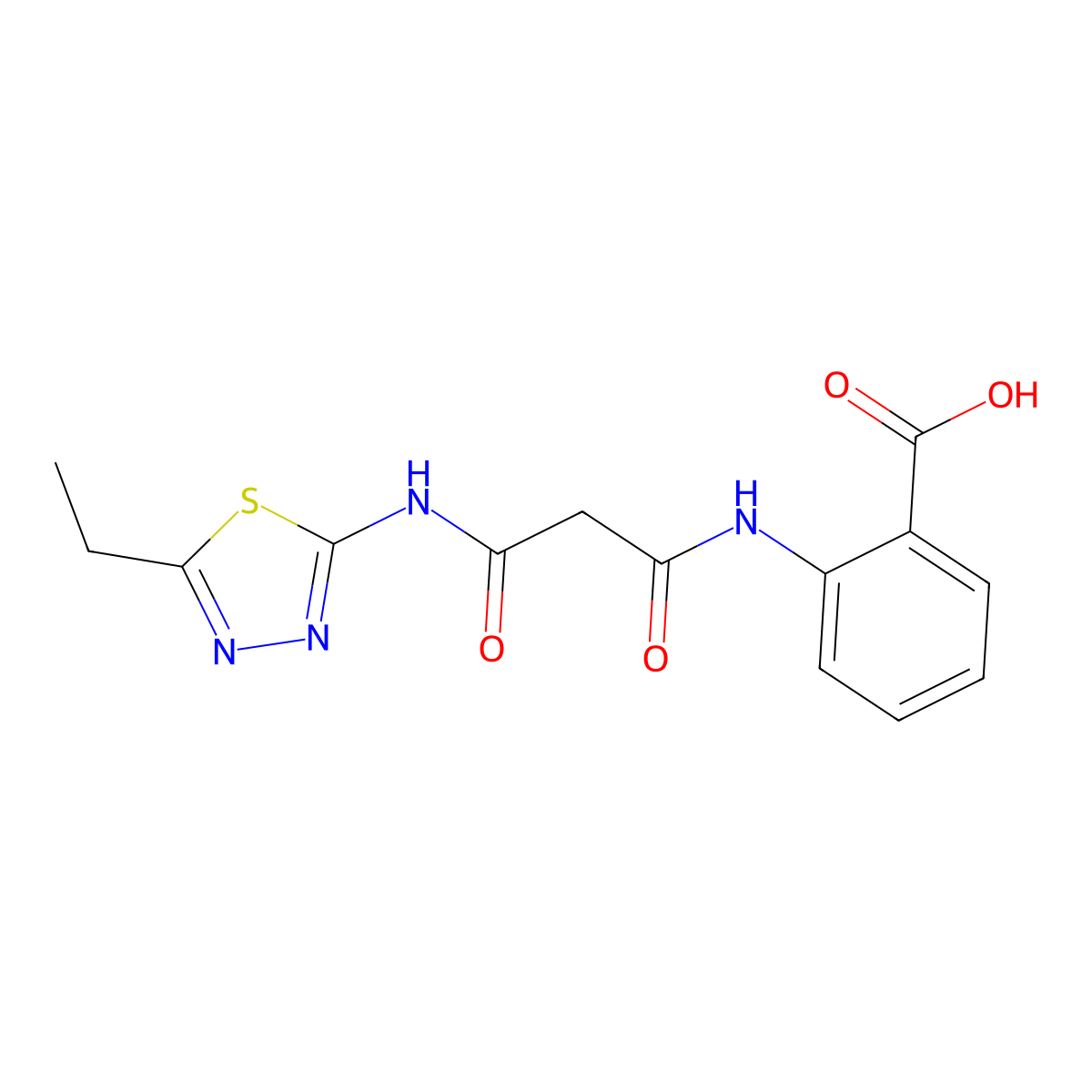 2-(3-((5-Ethyl-1,3,4-thiadiazol-2-yl)amino)-3-oxopropanamido)benzoic acid molecular structure, CAS 313518-23-9