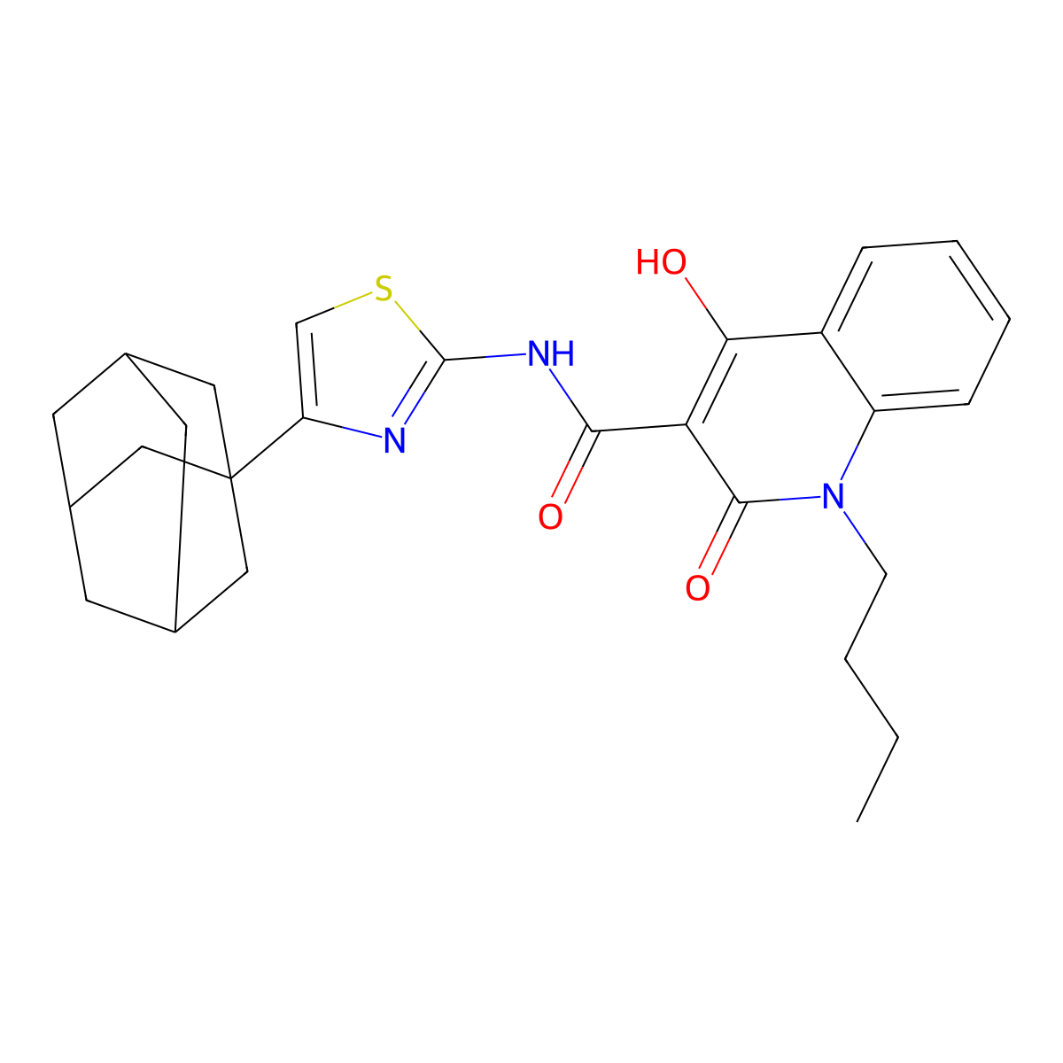 N-(4-adamantanyl(1,3-thiazol-2-yl))(1-butyl-4-hydroxy-2-oxo(3-hydroquinolyl))c arboxamide molecular structure, CAS 313518-34-2