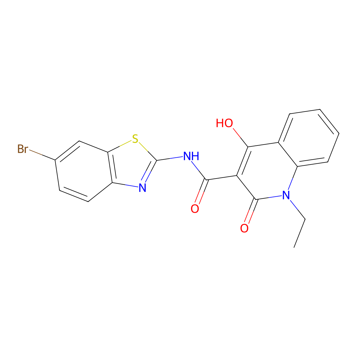 N-(6-bromo-1,3-benzothiazol-2-yl)-1-ethyl-4-hydroxy-2-oxo-1,2-dihydroquinoline-3-carboxamide molecular structure, CAS 313518-36-4