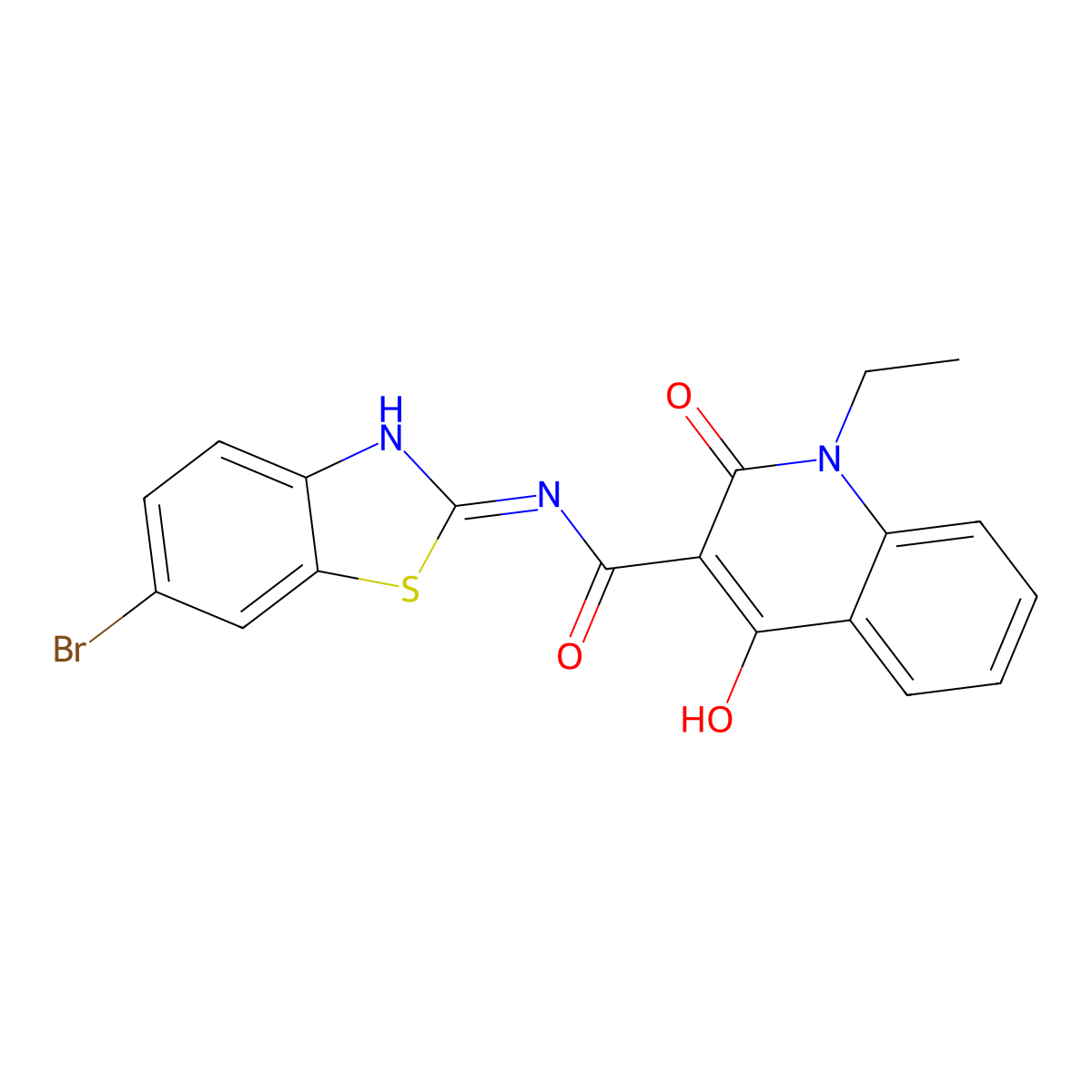 N-(6-bromo-1,3-benzothiazol-2-yl)-1-ethyl-4-hydroxy-2-oxo-1,2-dihydroquinoline-3-carboxamide molecular structure, CAS 313518-36-4
