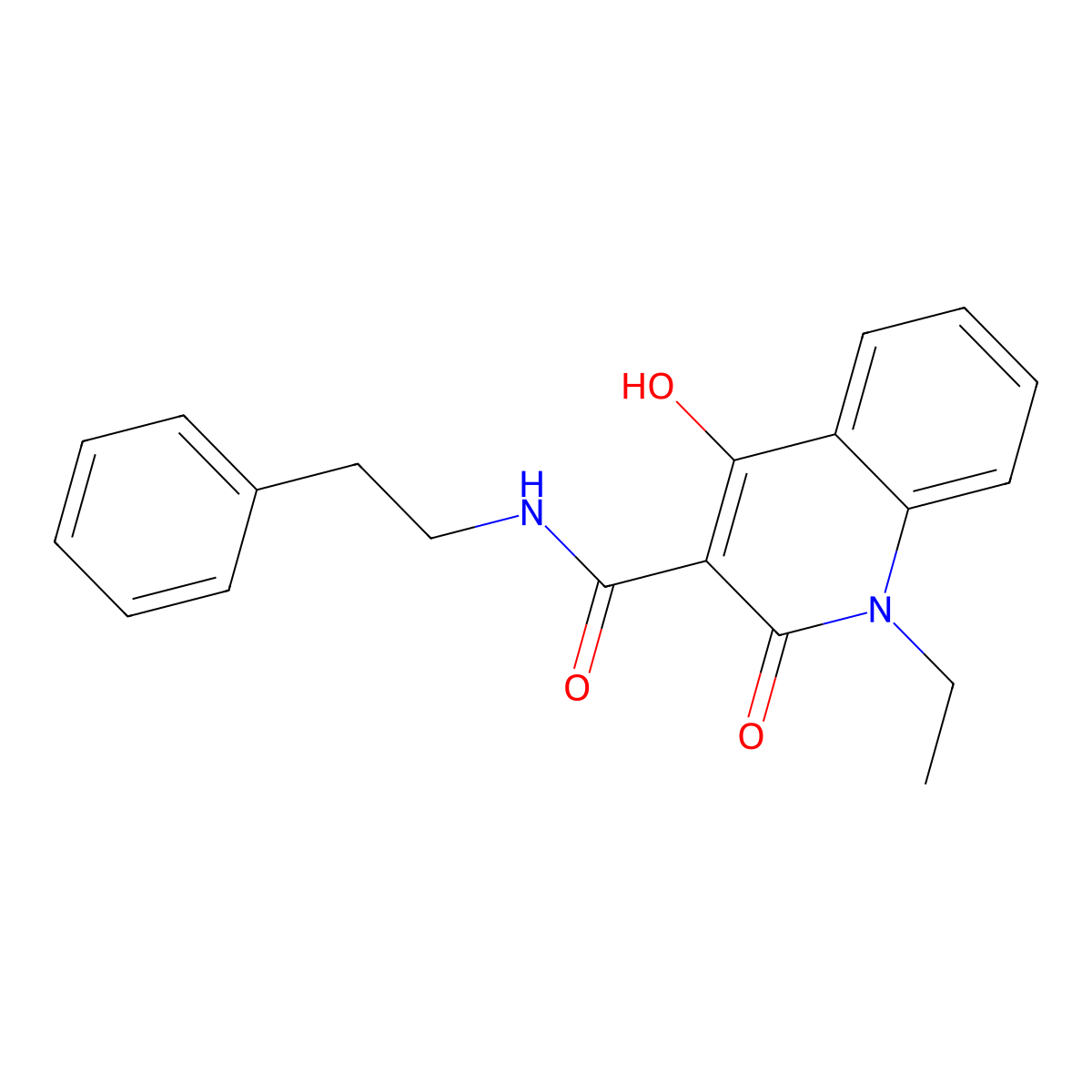 1-ethyl-4-hydroxy-2-oxo-N-(2-phenylethyl)-1,2-dihydroquinoline-3-carboxamide molecular structure, CAS 313518-39-7