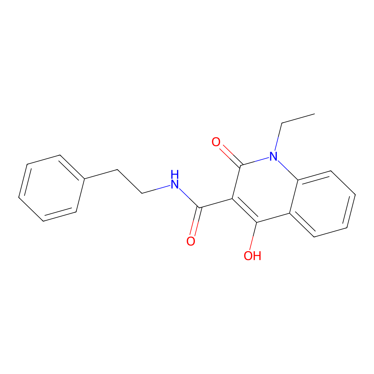 1-ethyl-4-hydroxy-2-oxo-N-(2-phenylethyl)-1,2-dihydroquinoline-3-carboxamide molecular structure, CAS 313518-39-7