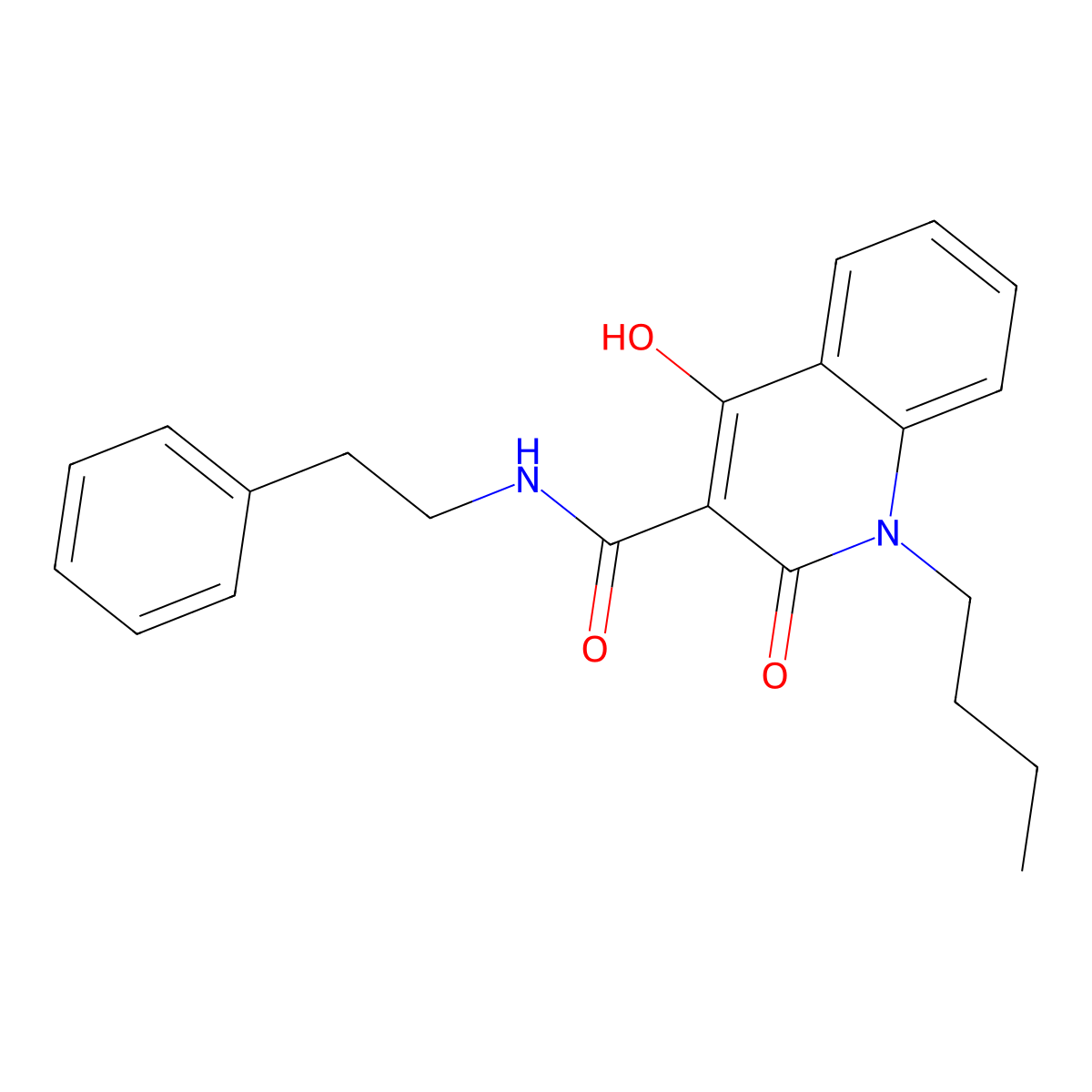1-Butyl-4-hydroxy-2-oxo-1,2-dihydro-quinoline-3-carboxylic acid phenethyl-amide molecular structure, CAS 313518-40-0