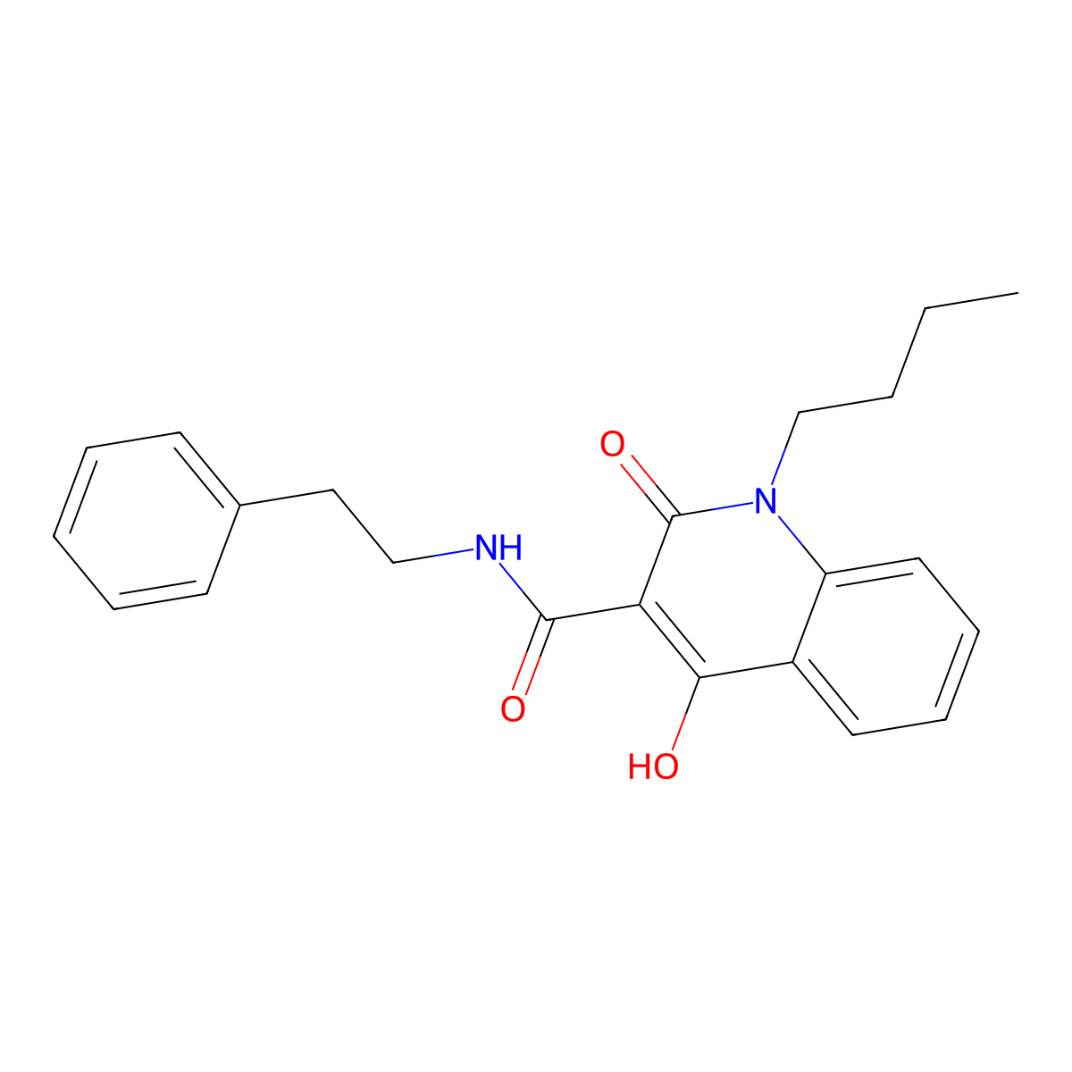 1-Butyl-4-hydroxy-2-oxo-1,2-dihydro-quinoline-3-carboxylic acid phenethyl-amide molecular structure, CAS 313518-40-0