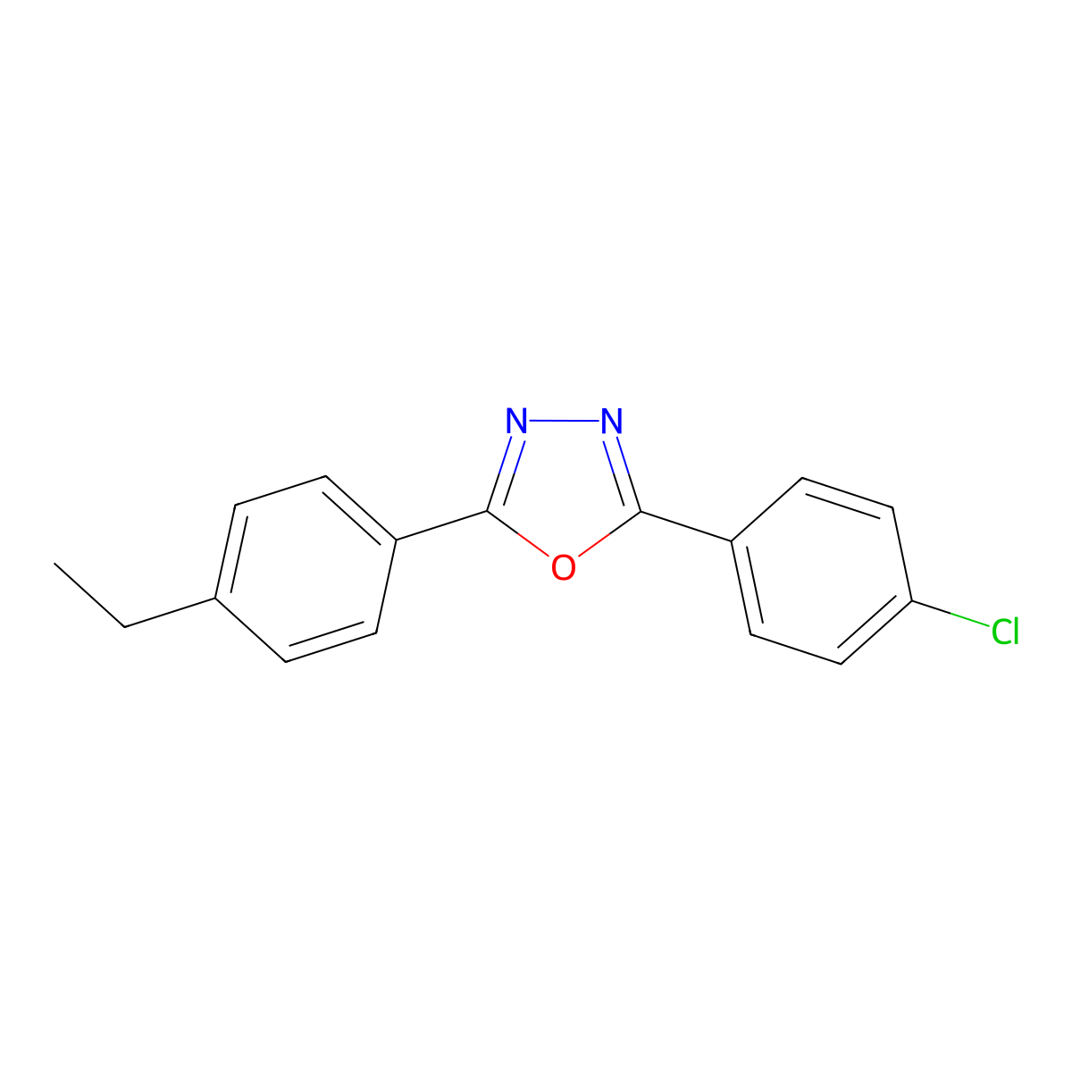 2-(4-Chlorophenyl)-5-(4-ethylphenyl)-1,3,4-oxadiazole molecular structure, CAS 313518-61-5