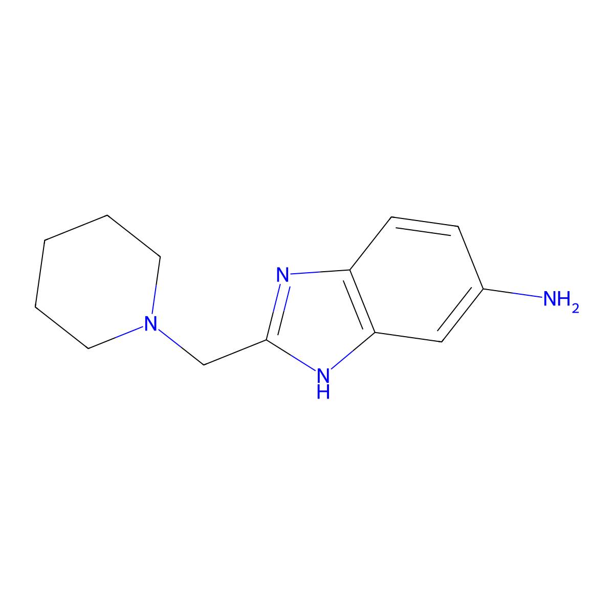 2-(piperidin-1-ylmethyl)-1H-1,3-benzodiazol-6-amine molecular structure, CAS 313518-69-3