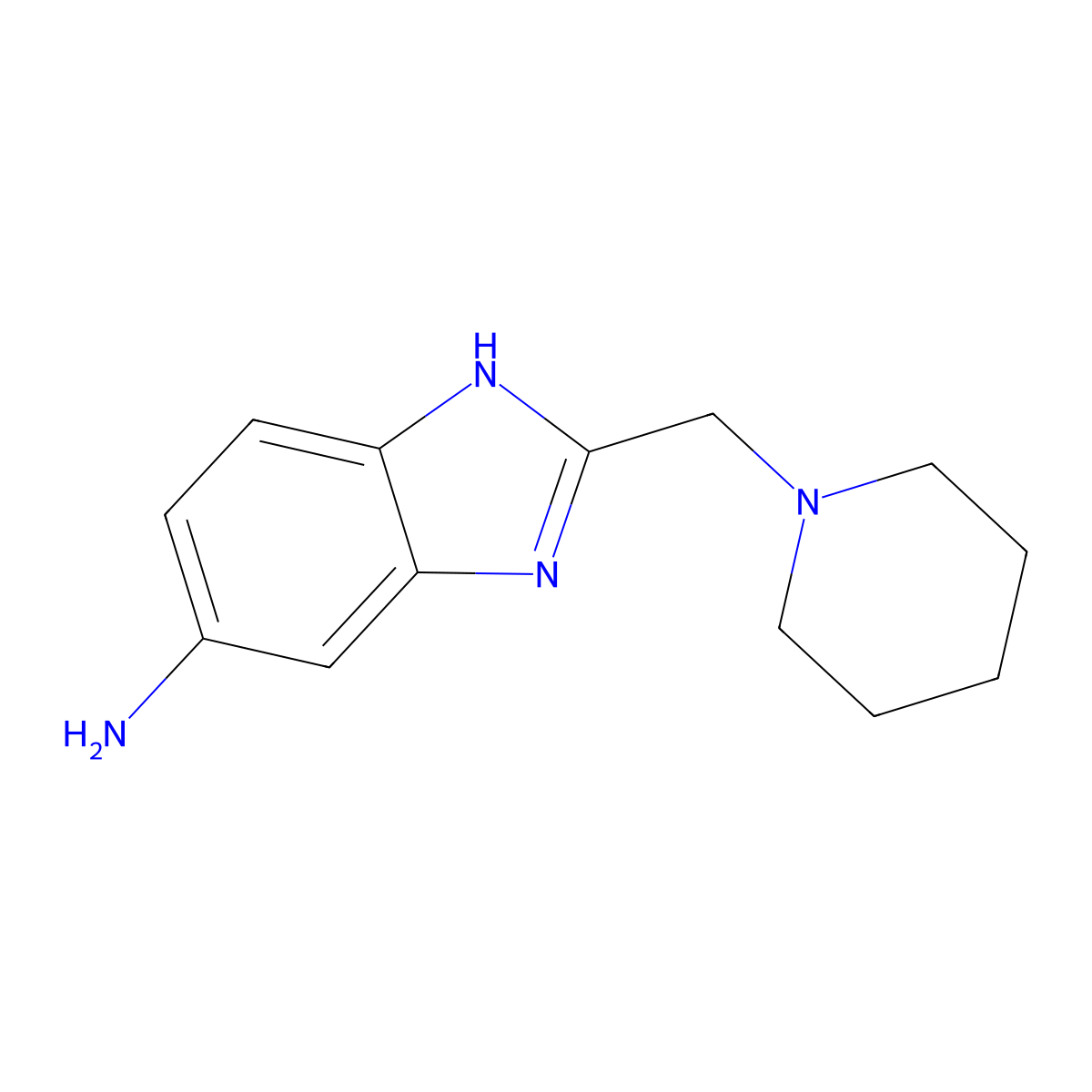 2-(piperidin-1-ylmethyl)-1H-1,3-benzodiazol-6-amine molecular structure, CAS 313518-69-3