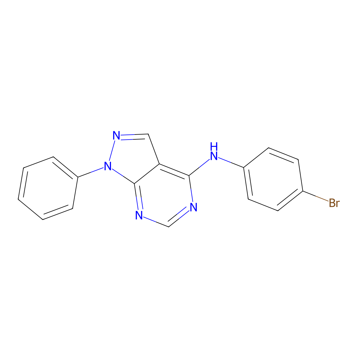N-(4-bromophenyl)-1-phenyl-1H-pyrazolo[3,4-d]pyrimidin-4-amine molecular structure, CAS 313518-75-1