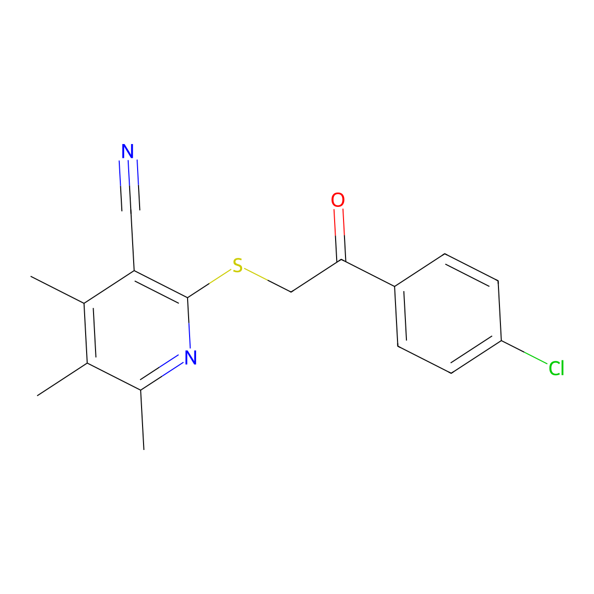 2-((2-(4-Chlorophenyl)-2-oxoethyl)thio)-4,5,6-trimethylnicotinonitrile molecular structure, CAS 313519-22-1