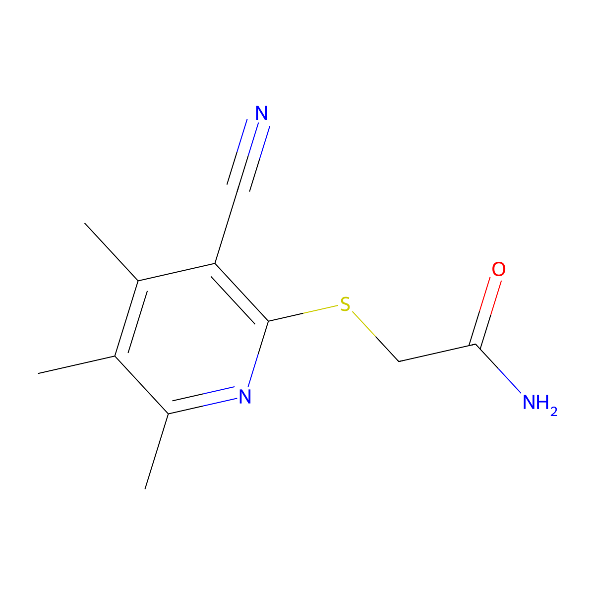 2-(3-Cyano-4,5,6-trimethylpyridin-2-yl)sulfanylacetamide molecular structure, CAS 313519-24-3