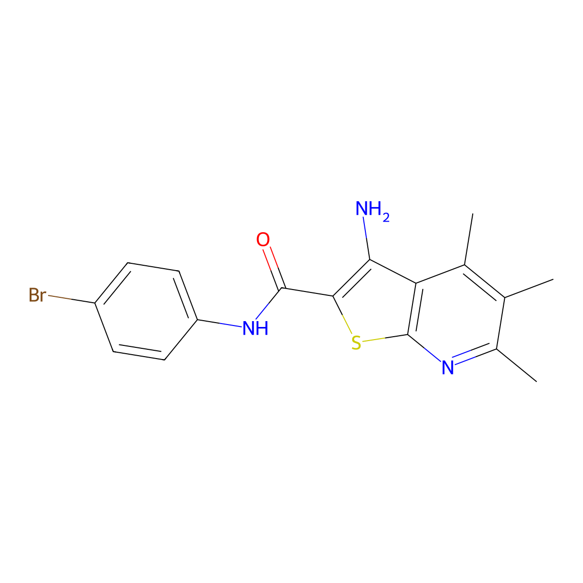 3-amino-N-(4-bromophenyl)-4,5,6-trimethylthieno[2,3-b]pyridine-2-carboxamide molecular structure, CAS 313519-34-5