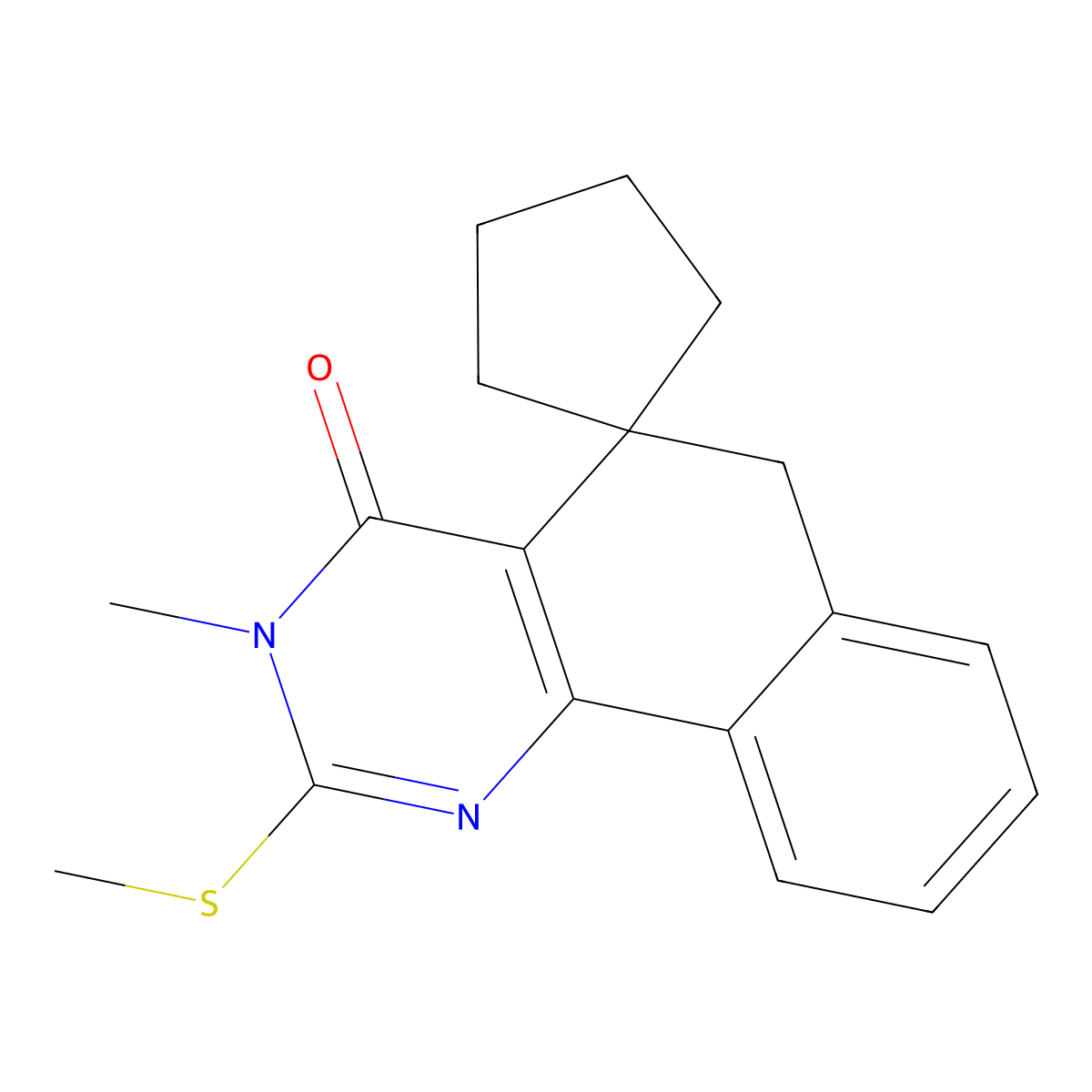 3-methyl-2-methylsulfanylspiro[6H-benzo[h]quinazoline-5,1'-cyclopentane]-4-one molecular structure, CAS 313519-87-8