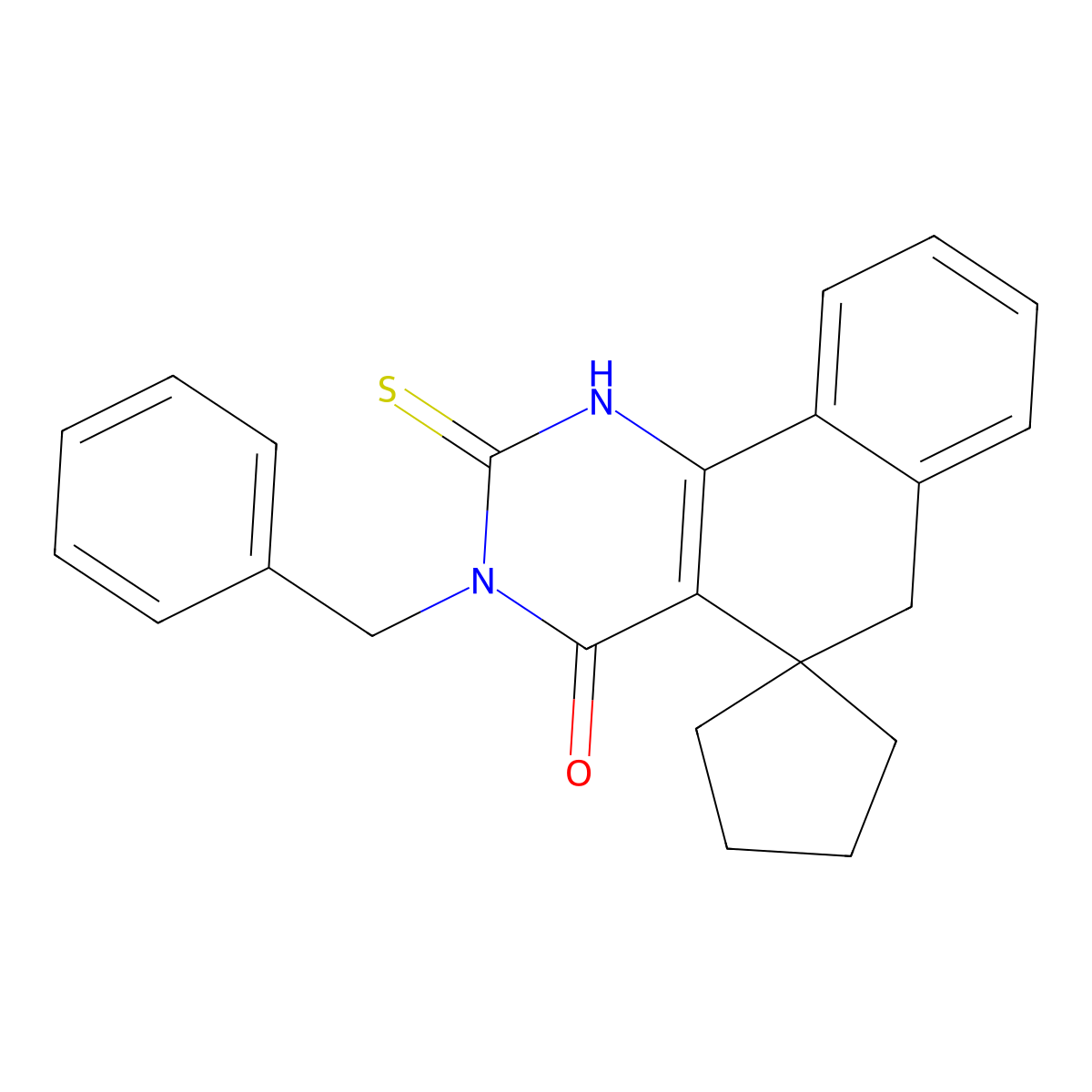 3-Benzyl-2-sulfanylidenespiro[1,6-dihydrobenzo[h]quinazoline-5,1'-cyclopentane]-4-one molecular structure, CAS 313519-96-9