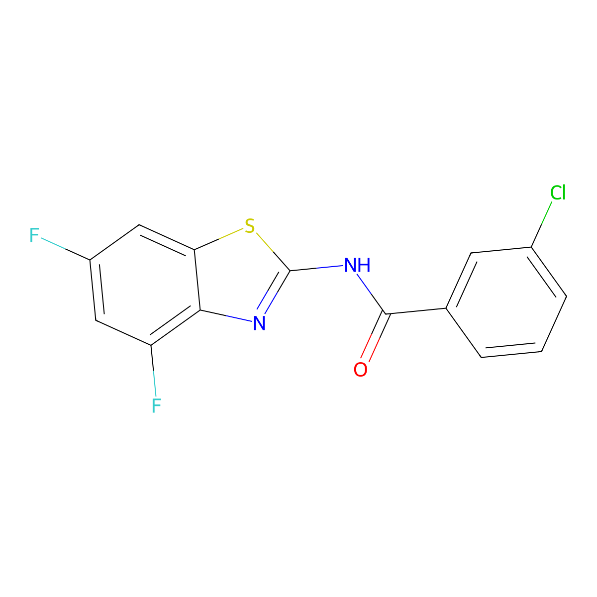 3-chloro-N-(4,6-difluoro-1,3-benzothiazol-2-yl)benzamide molecular structure, CAS 313520-80-8