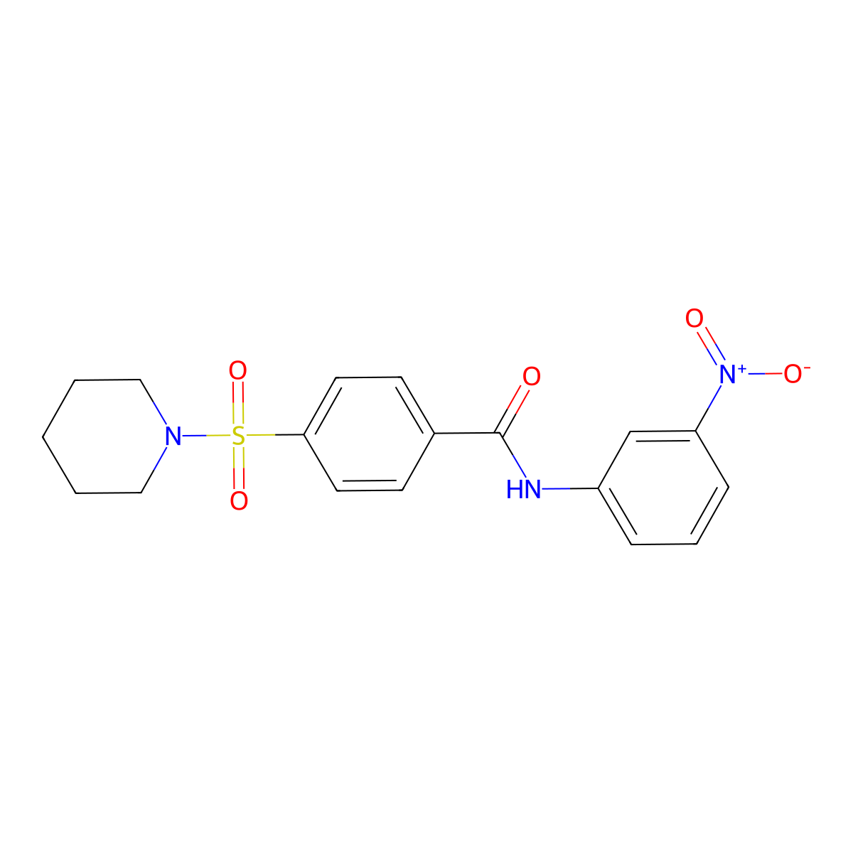 N-(3-nitrophenyl)-4-(piperidin-1-ylsulfonyl)benzamide molecular structure, CAS 313520-89-7
