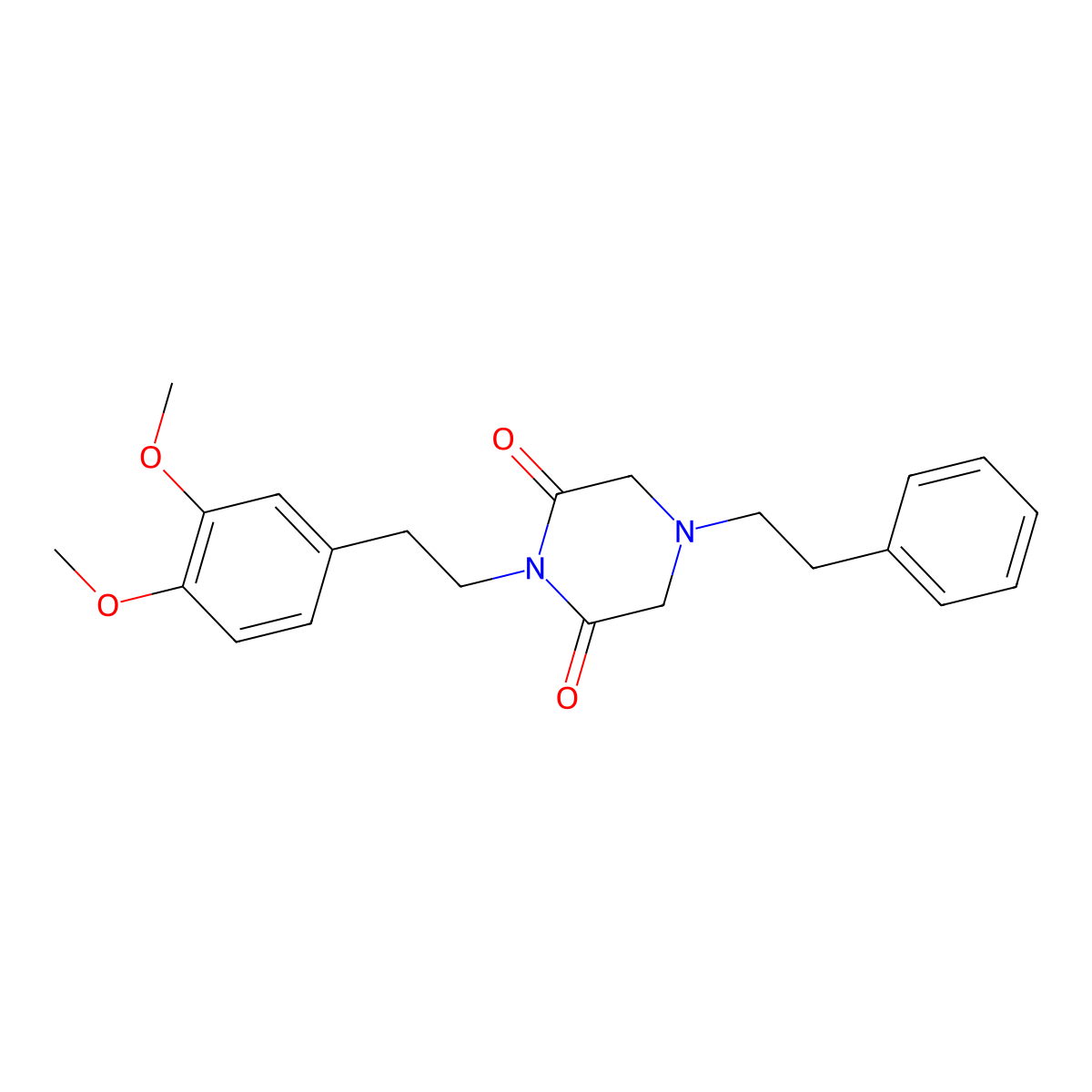 1-[2-(3,4-Dimethoxyphenyl)ethyl]-4-(2-phenylethyl)piperazine-2,6-dione molecular structure, CAS 313521-05-0