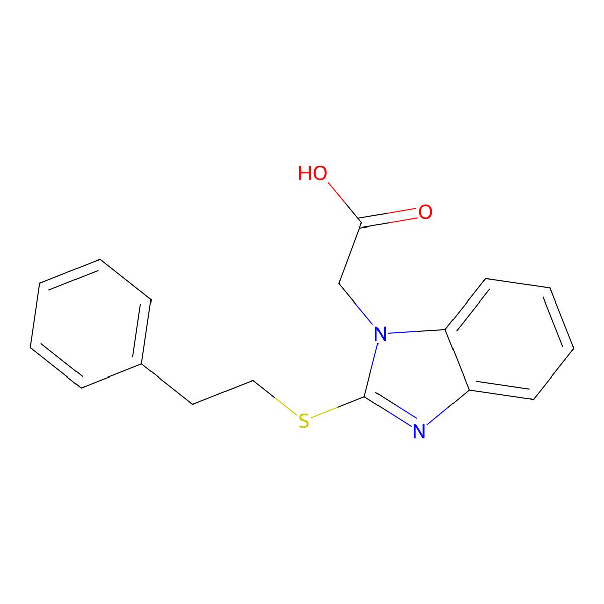 {2-[(2-phenylethyl)sulfanyl]-1H-benzimidazol-1-yl}acetic acid molecular structure, CAS 313521-38-9