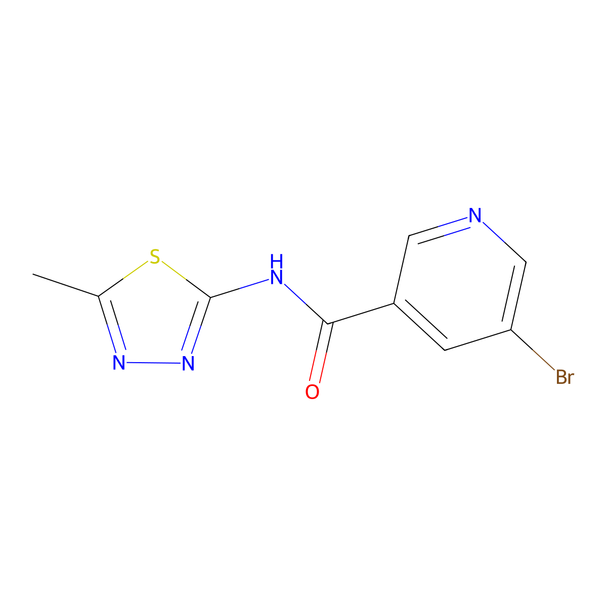 5-bromo-N-(5-methyl-1,3,4-thiadiazol-2-yl)nicotinamide molecular structure, CAS 313521-51-6
