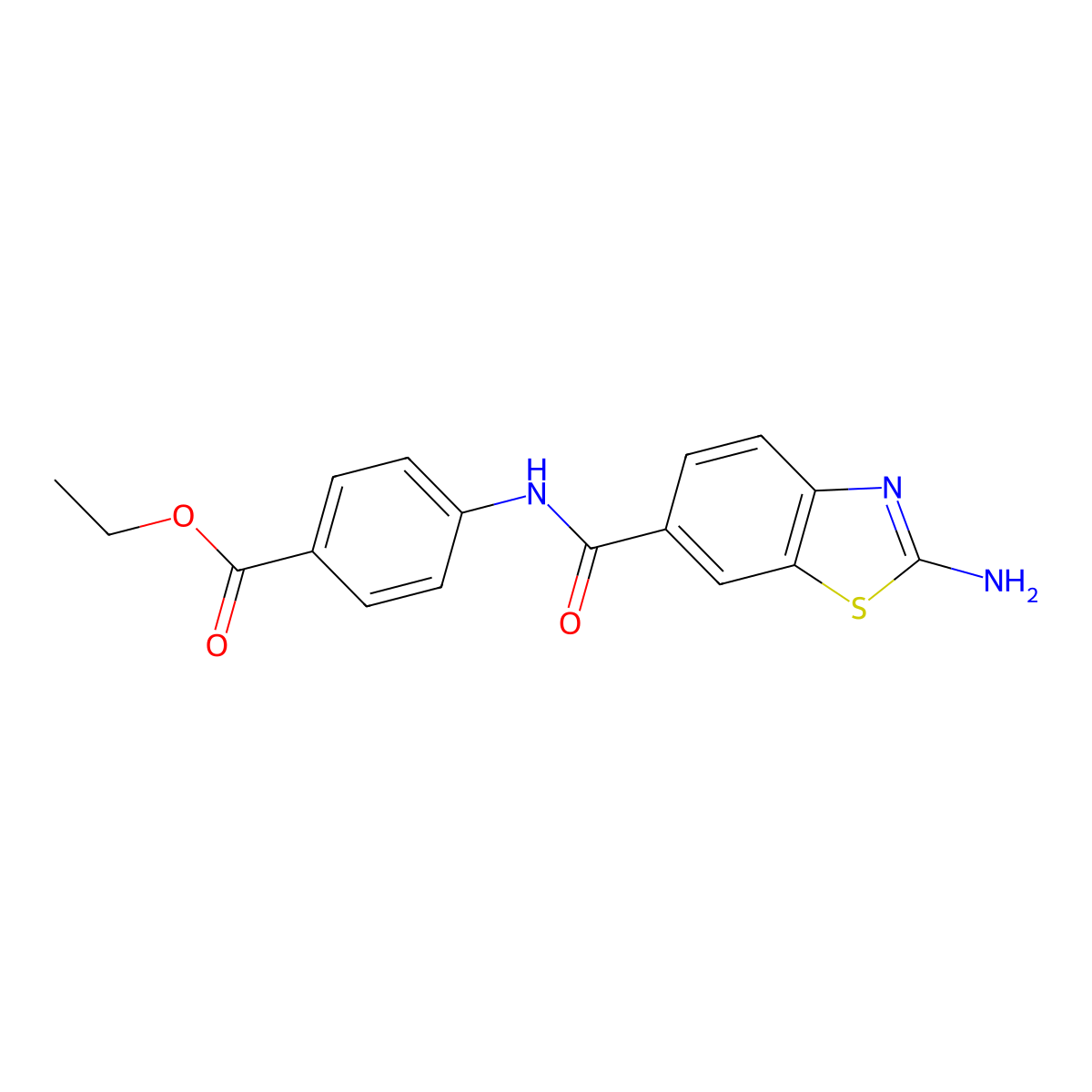 Ethyl 4-[(2-amino-1,3-benzothiazole-6-carbonyl)amino]benzoate molecular structure, CAS 313524-22-0