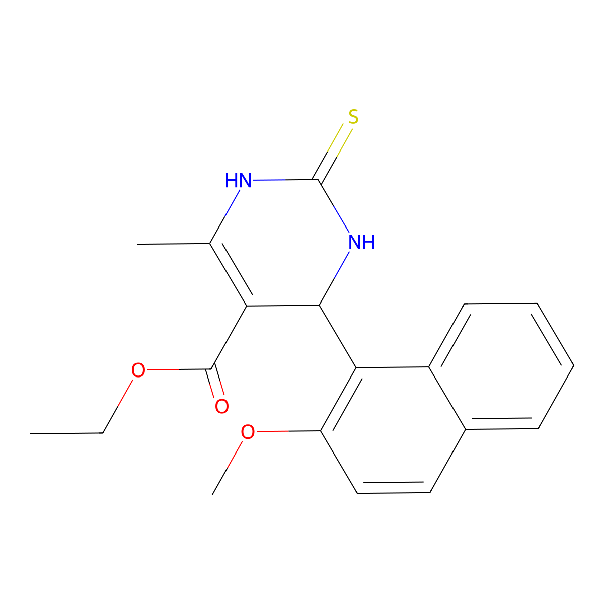 Ethyl 6-(2-methoxynaphthalen-1-yl)-4-methyl-2-sulfanyl-1,6-dihydropyrimidine-5-carboxylate molecular structure, CAS 313526-16-8