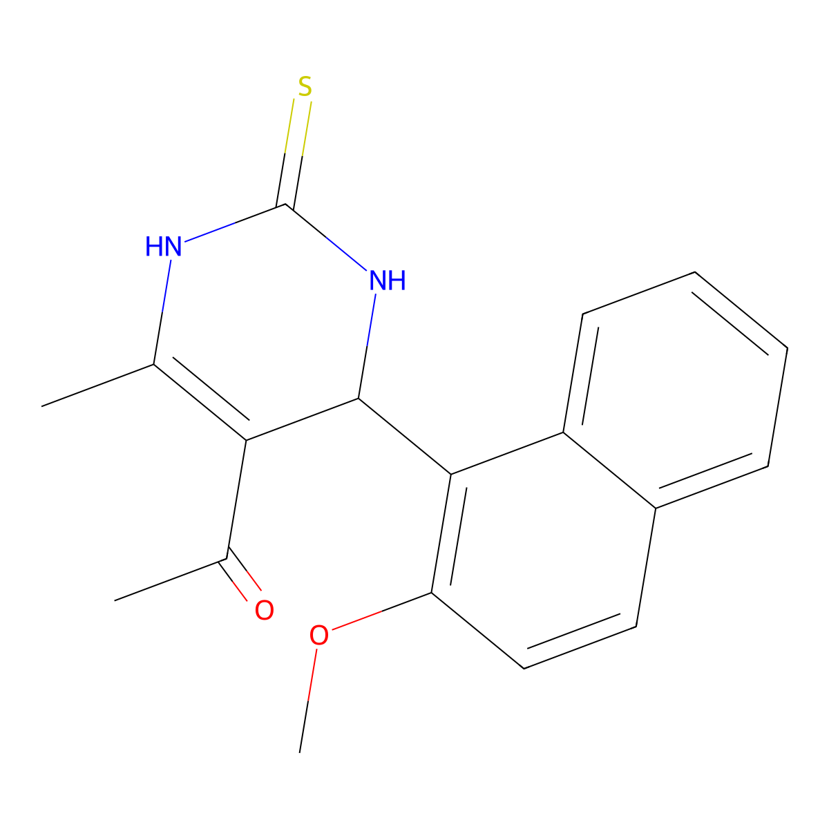 1-[4-(2-methoxynaphthalen-1-yl)-6-methyl-2-sulfanylidene-3,4-dihydro-1H-pyrimidin-5-yl]ethanone molecular structure, CAS 313526-17-9