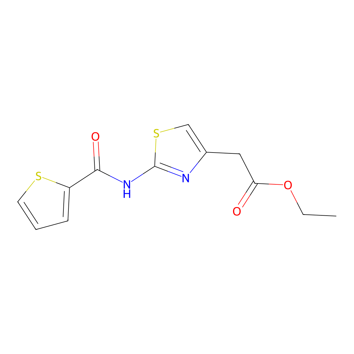 Ethyl 2-[2-(thiophene-2-amido)-1,3-thiazol-4-yl]acetate molecular structure, CAS 313526-99-7