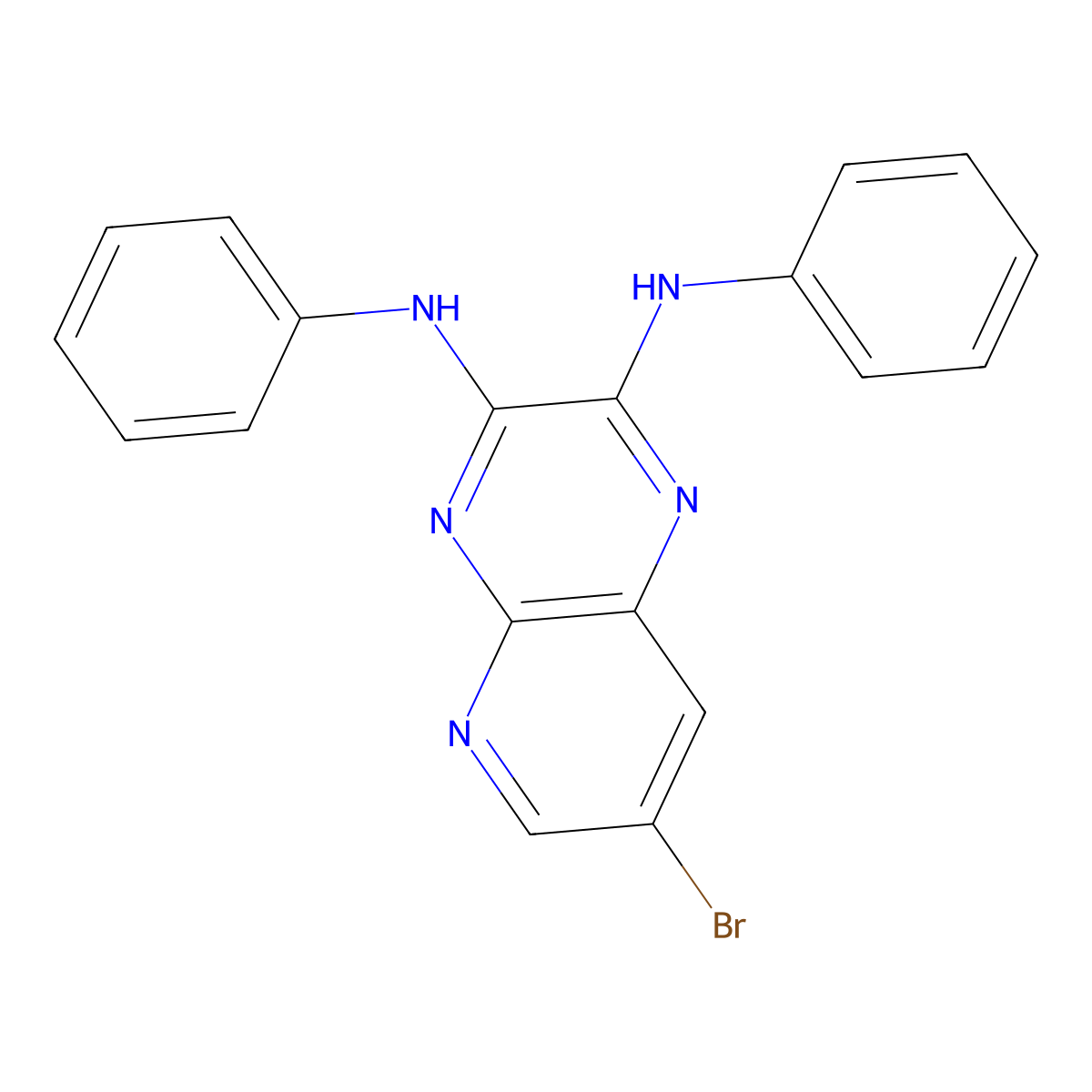 7-Bromo-N2,N3-diphenylpyrido[2,3-b]pyrazine-2,3-diamine molecular structure, CAS 313527-25-2