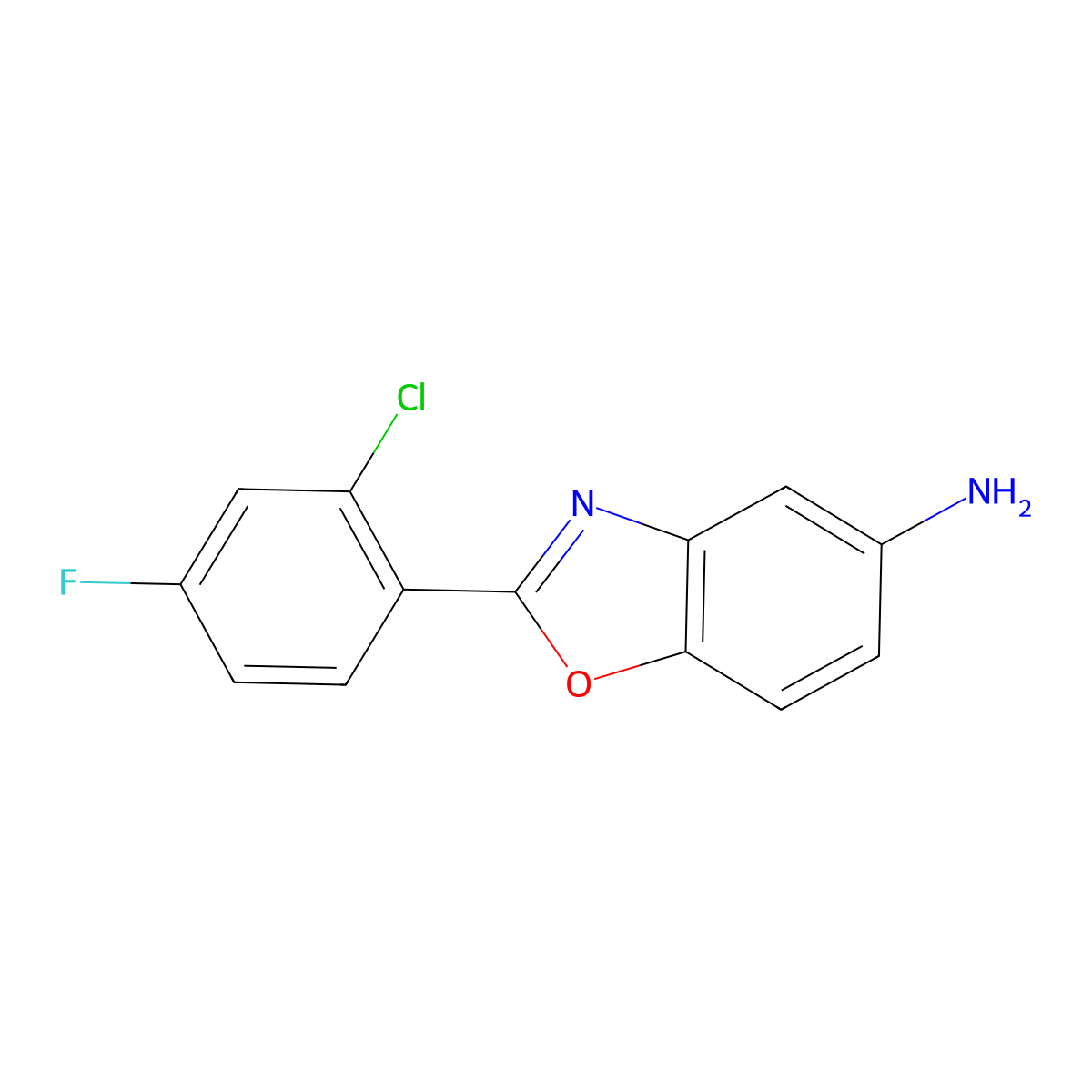 2-(2-Chloro-4-fluorophenyl)-1,3-benzoxazol-5-amine molecular structure, CAS 313527-40-1