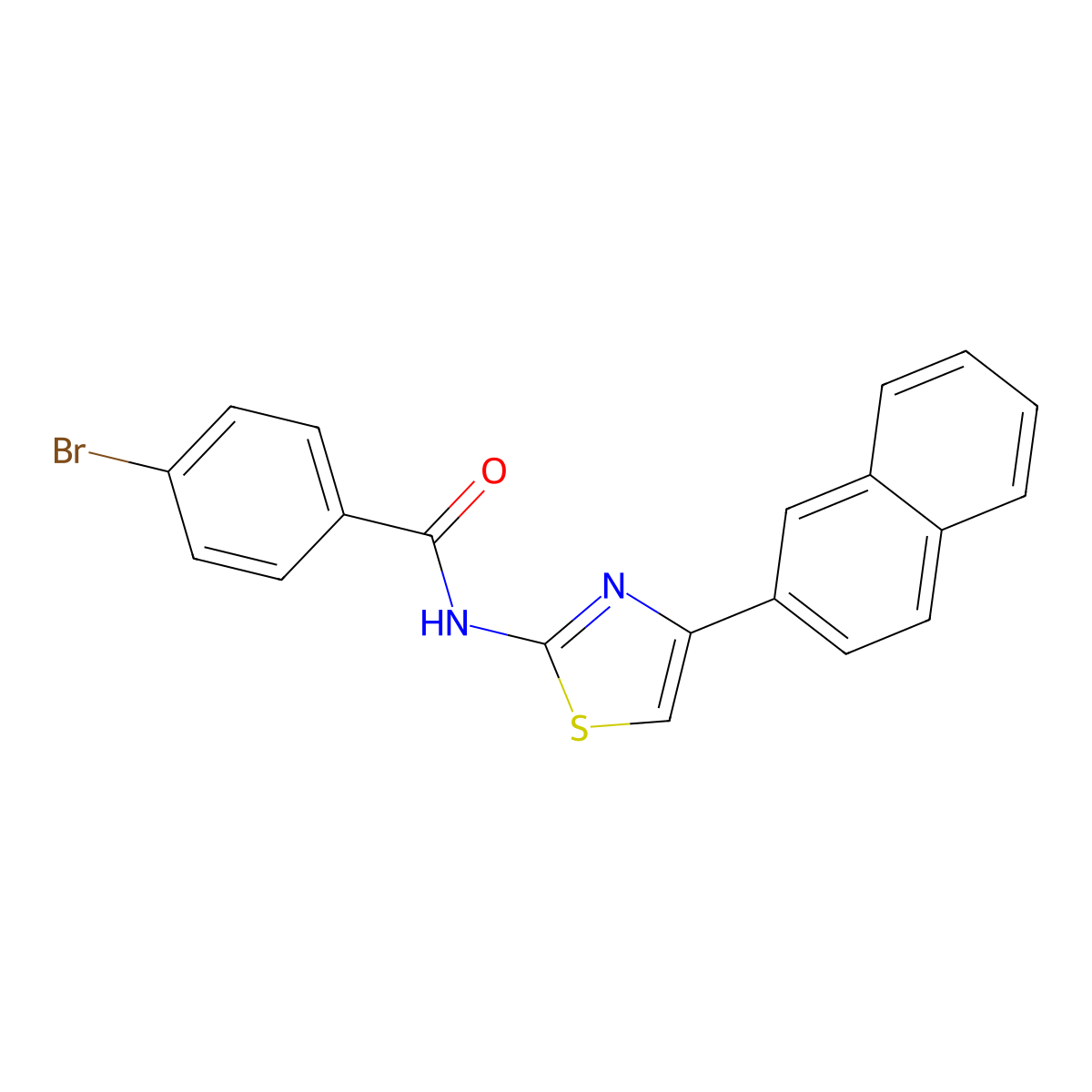 4-bromo-N-(4-(naphthalen-2-yl)thiazol-2-yl)benzamide molecular structure, CAS 313528-44-8