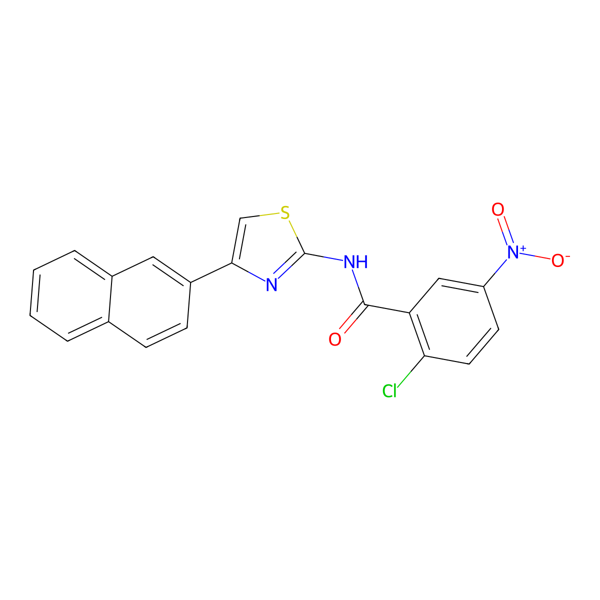 2-chloro-N-(4-naphthalen-2-yl-1,3-thiazol-2-yl)-5-nitrobenzamide molecular structure, CAS 313528-45-9