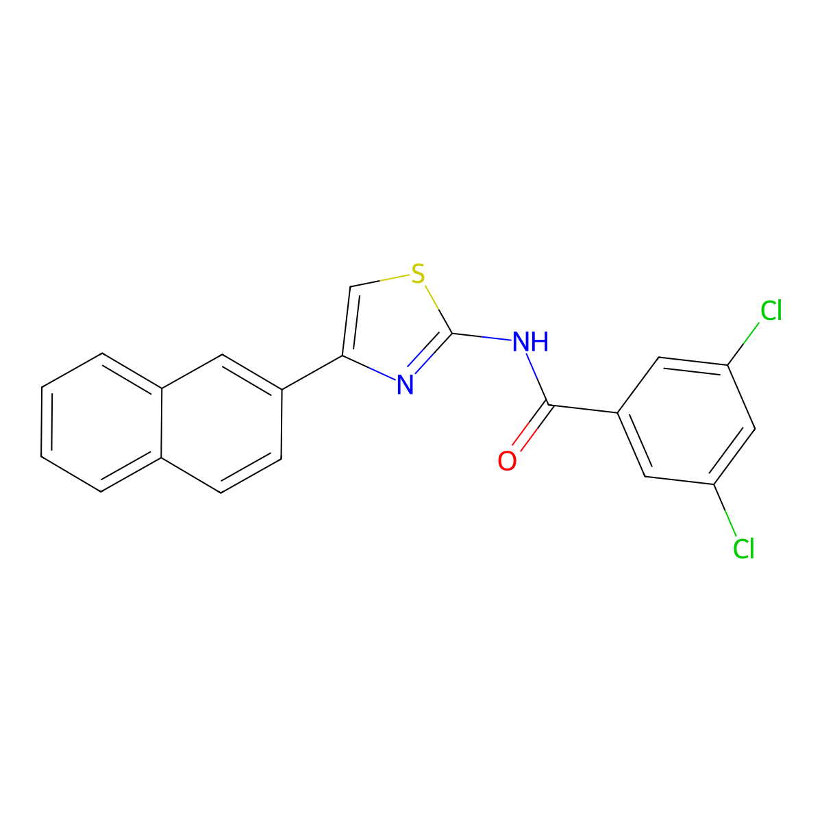 3,5-dichloro-N-(4-(naphthalen-2-yl)thiazol-2-yl)benzamide molecular structure, CAS 313528-50-6