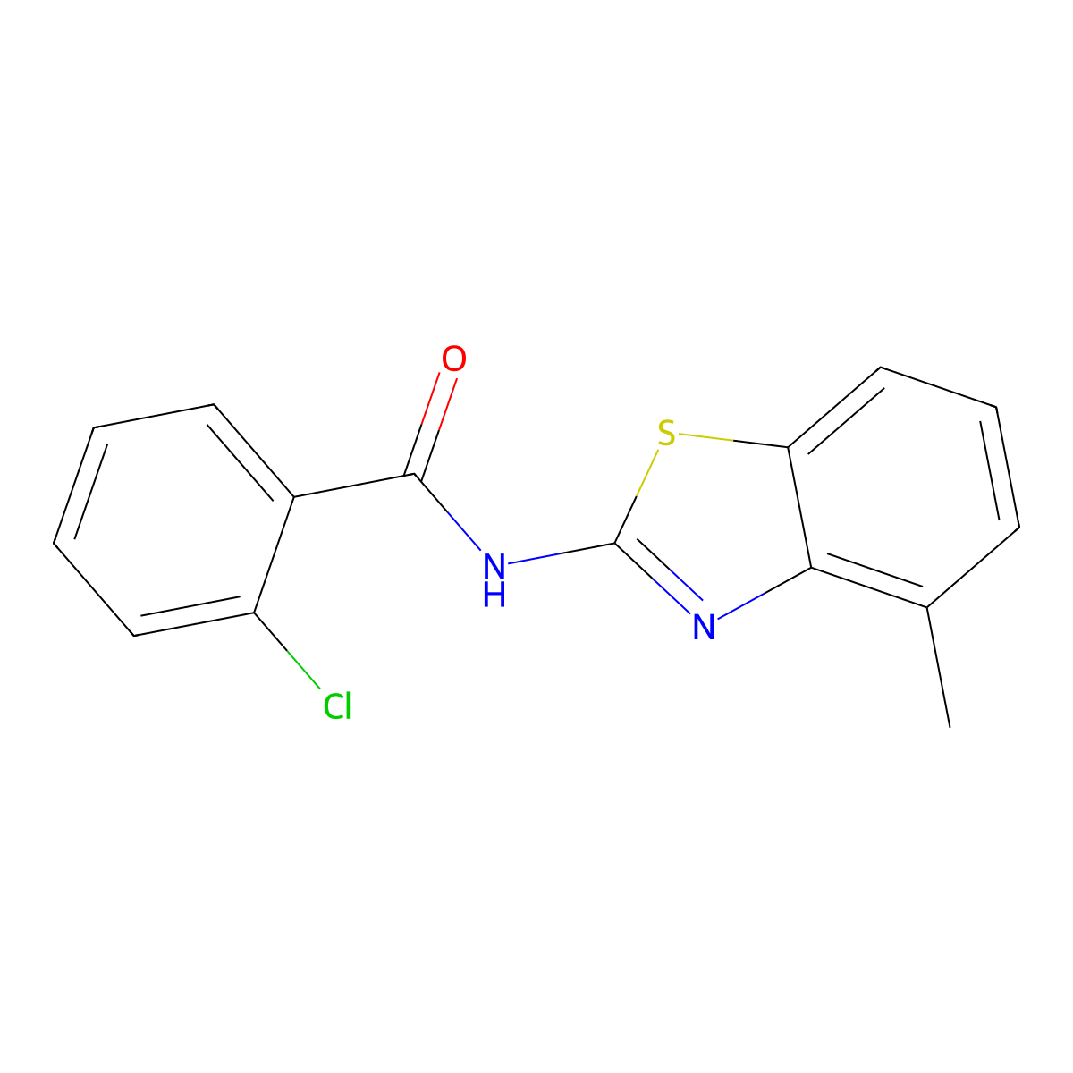 2-chloro-N-(4-methyl-1,3-benzothiazol-2-yl)benzamide molecular structure, CAS 313528-58-4