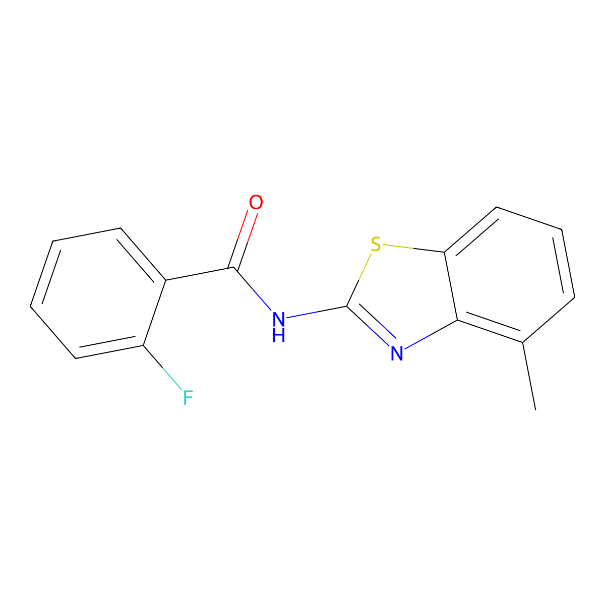 2-fluoro-N-(4-methyl-1,3-benzothiazol-2-yl)benzamide molecular structure, CAS 313528-61-9