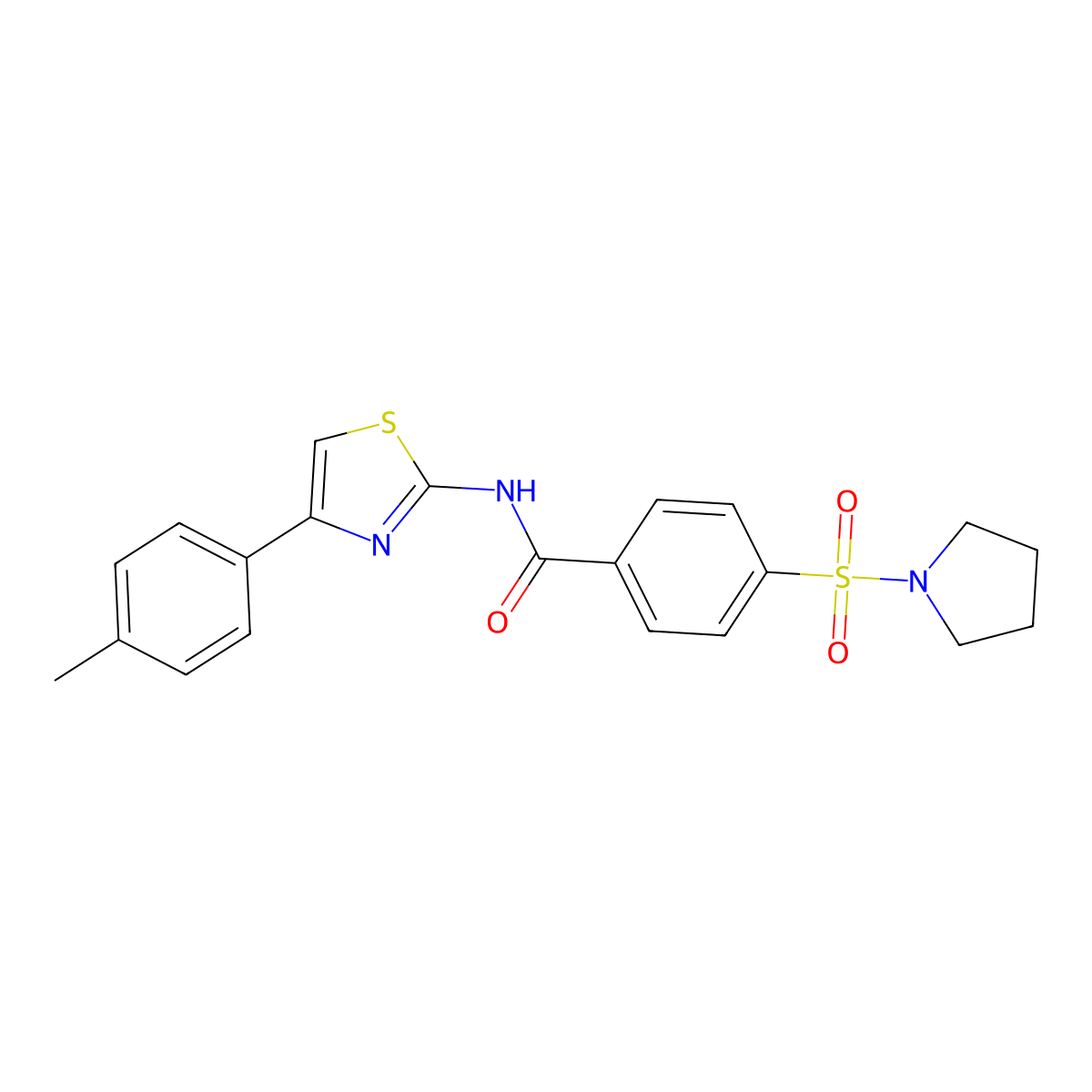4-(pyrrolidin-1-ylsulfonyl)-N-(4-(p-tolyl)thiazol-2-yl)benzamide molecular structure, CAS 313528-72-2
