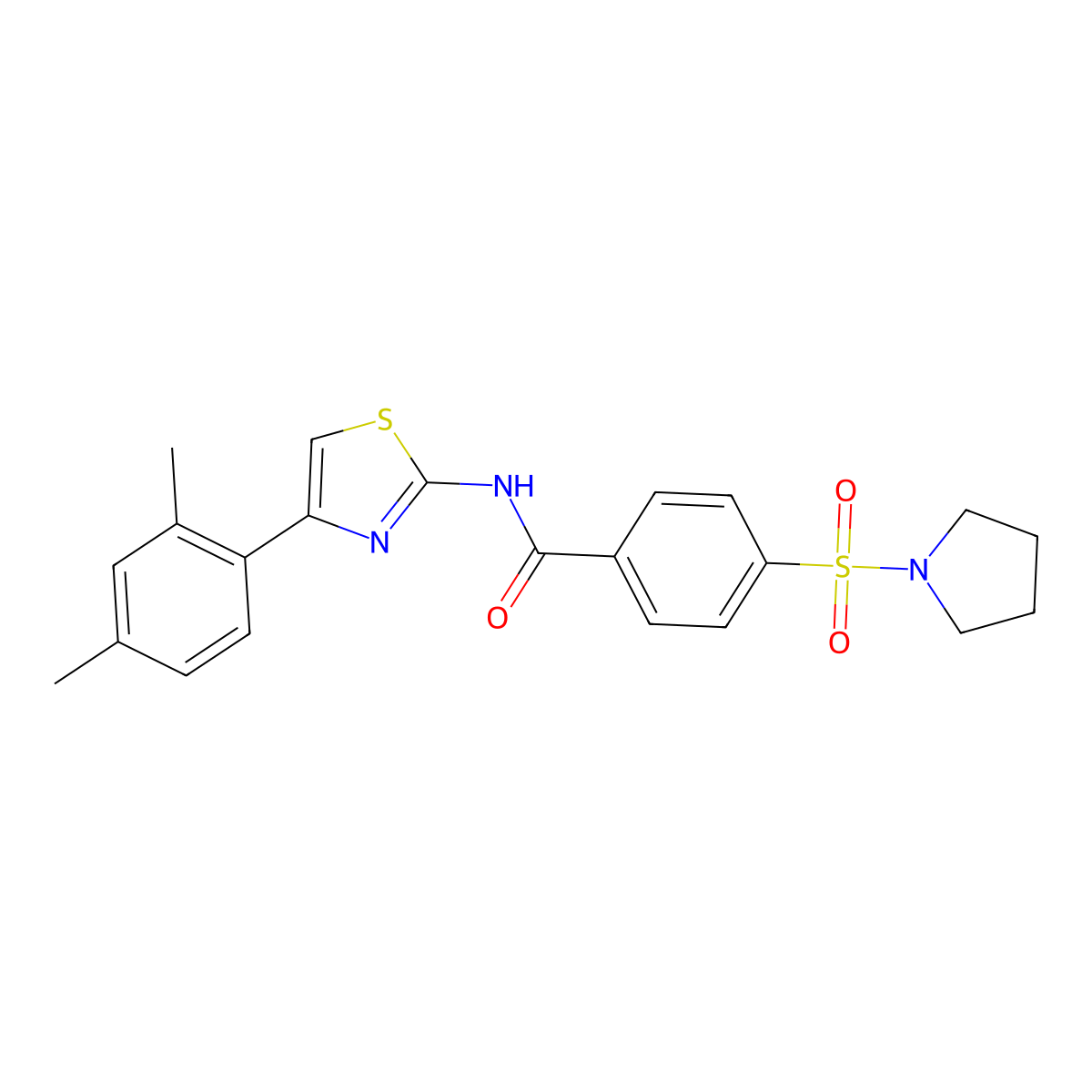 N-(4-(2,4-dimethylphenyl)thiazol-2-yl)-4-(pyrrolidin-1-ylsulfonyl)benzamide molecular structure, CAS 313528-73-3
