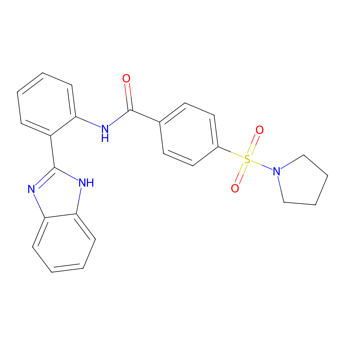N-[2-(1H-1,3-benzodiazol-2-yl)phenyl]-4-(pyrrolidine-1-sulfonyl)benzamide molecular structure, CAS 313528-77-7