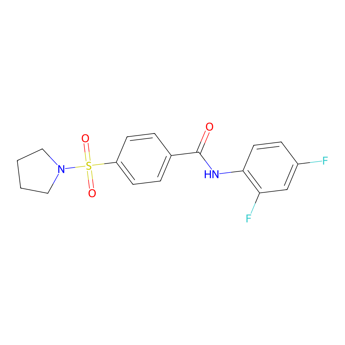 N-(2,4-difluorophenyl)-4-pyrrolidin-1-ylsulfonylbenzamide molecular structure, CAS 313528-79-9