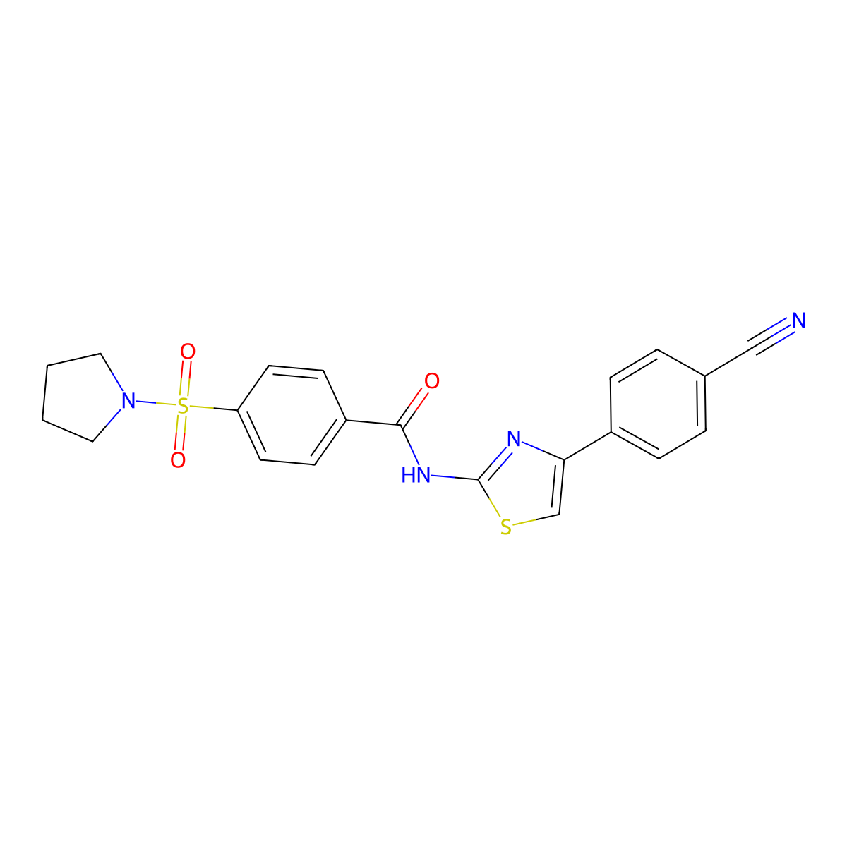 N-[4-(4-cyanophenyl)-1,3-thiazol-2-yl]-4-(pyrrolidine-1-sulfonyl)benzamide molecular structure, CAS 313528-80-2